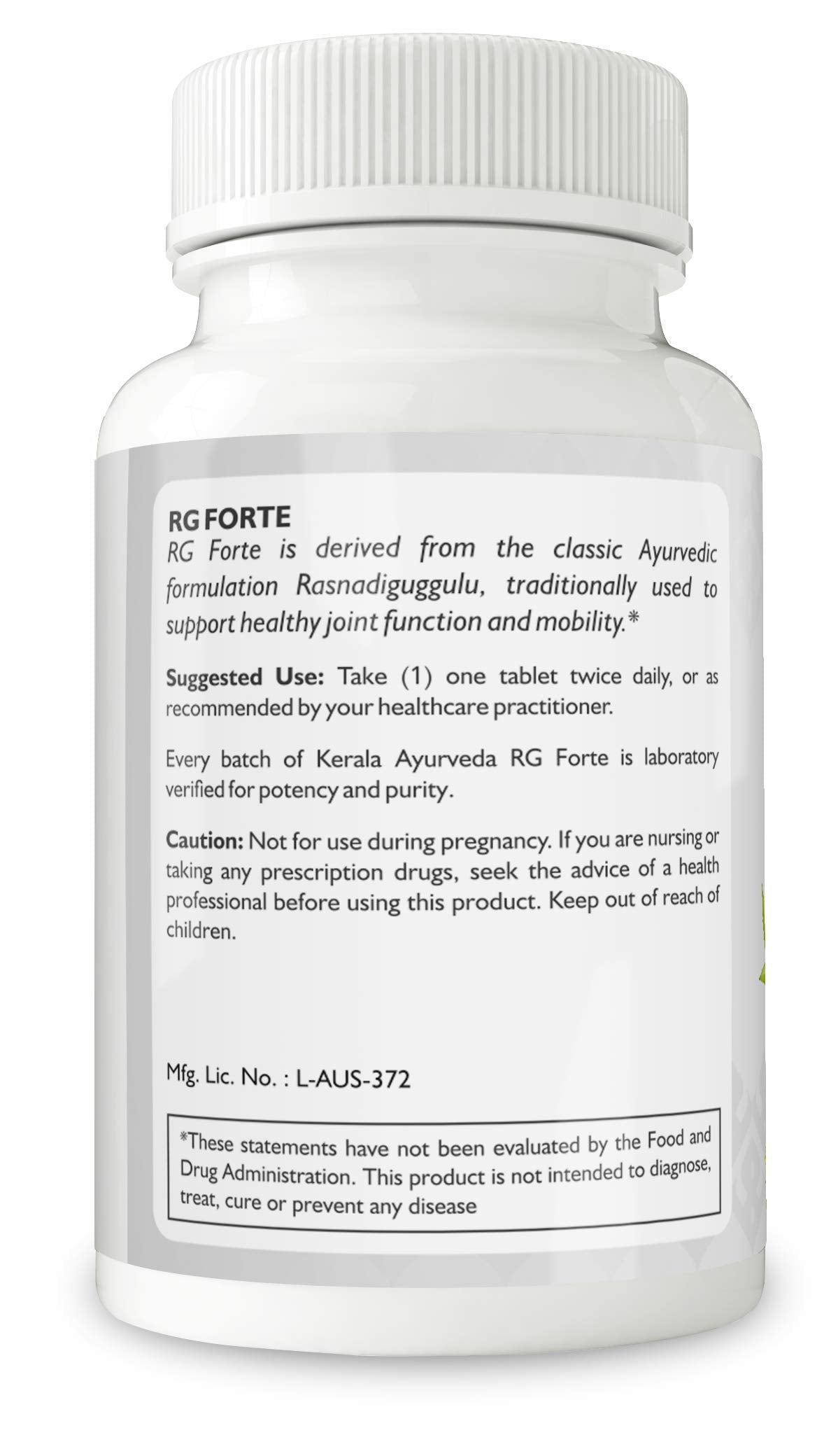 Kerala Ayurveda RG Forte Tablet - Herbal Tablet for Supporting Healthy Joint Function and Balancing Vata & Kapha, 60 Count Kerala AyurvedaAu supplements