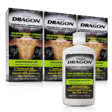 Dragon Numbing Cream Lidocaine 4% Maximum Strength Numbing Cream, Topical analgesic with Lidocaine for Muscle Relief, Pain Cream for Knees and Feet, 2.7 Oz (3 Pack) DRAGONAu supplements