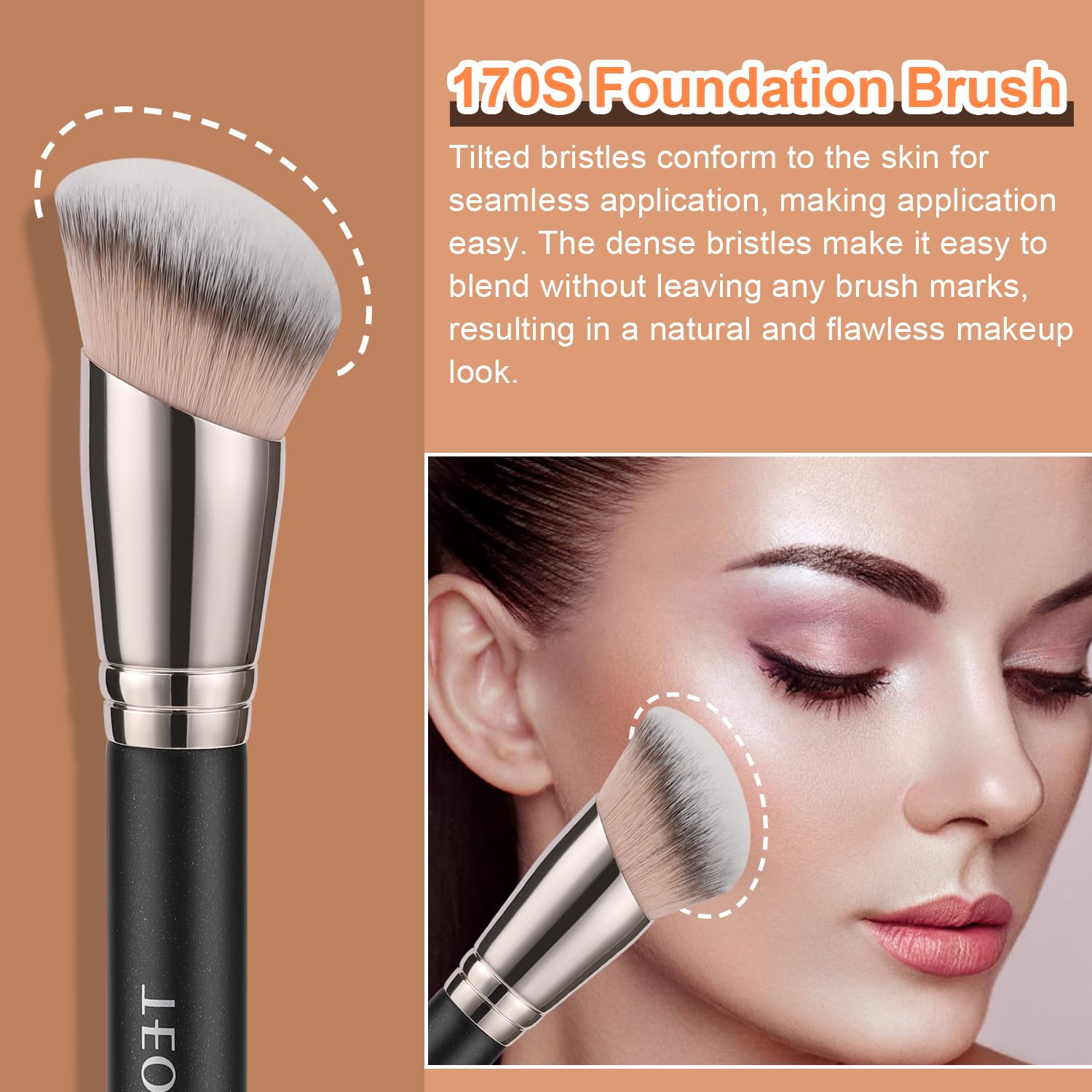 TEOYALL Foundation Contour Conceal Brush Set, 3PCS Angled Synthetic Kabuki Brush for Blending Setting Buffing with Liquid, Cream and Powder Cosmetic (170S/270S/370S) TEOYALLAu supplements