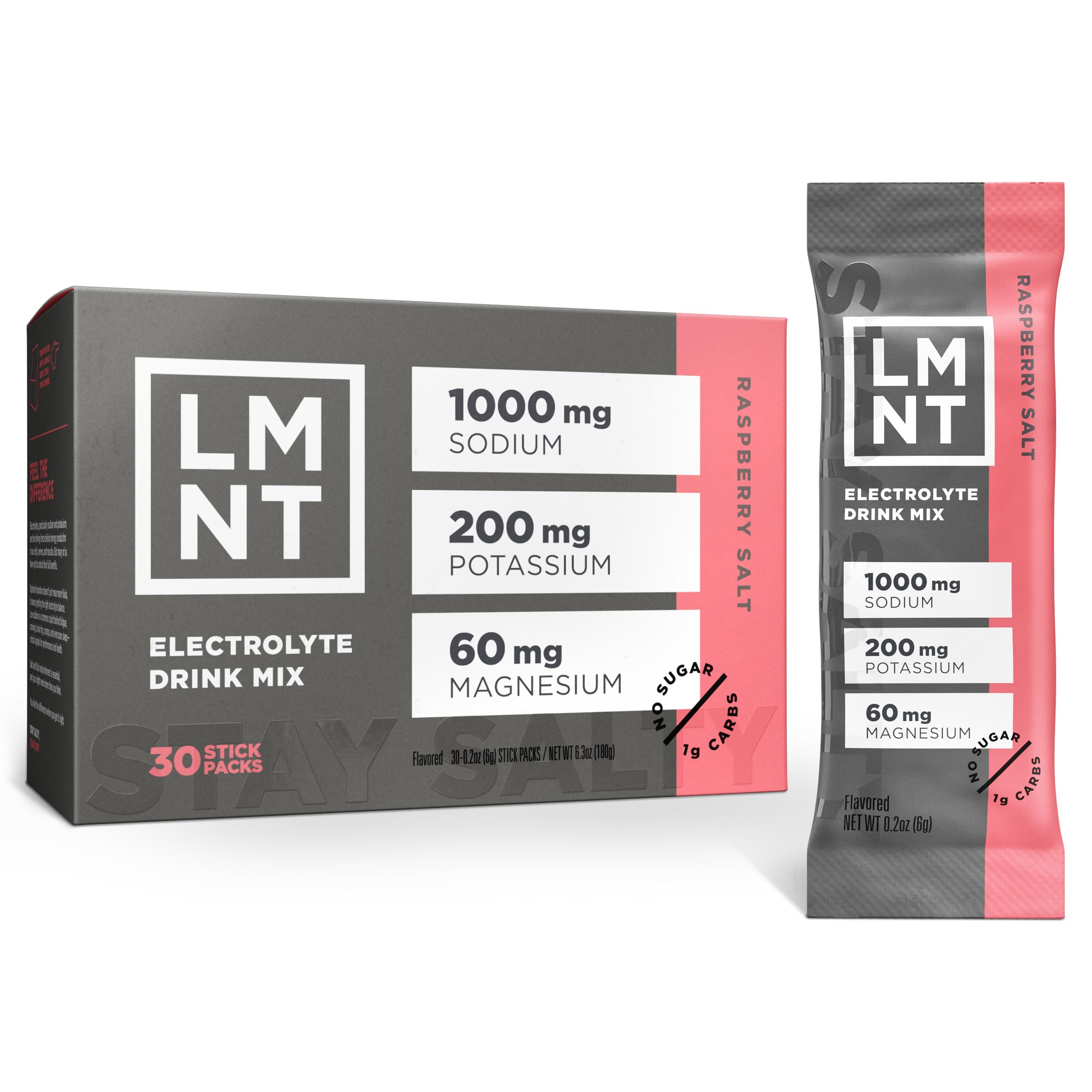 LMNT Zero Sugar Electrolytes - Raspberry Salt | Drink Mix | 30-Count Drink LMNTUS supplements
