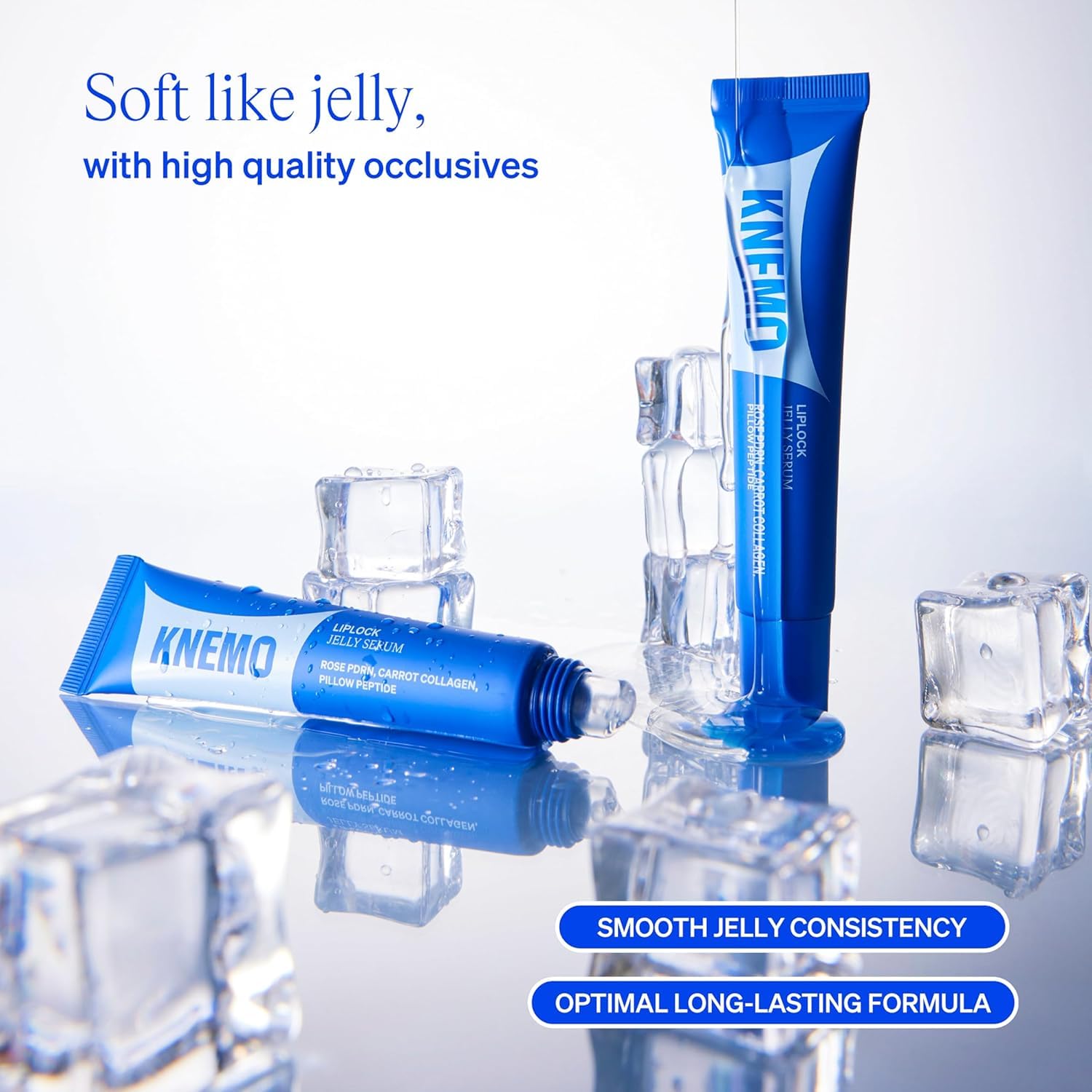 KNEMO LipLock Jelly Serum for Dry Lips, Long-Lasting, Hydrating, Plumping, Glossy Mask with Rose PDRN, Carrot Collagen, Pillow Peptide, Moisturizing Tinted Lip Balm. (Crystal Clear) KNEMOAu supplements