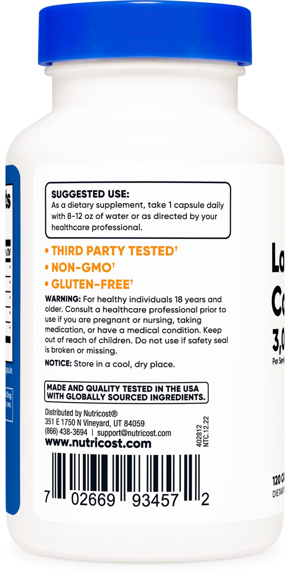 Nutricost Lactase Enzyme Complex 3,000 FCC ALU, 120 Vegetarian Capsules - Non-GMO NutricostUS supplements