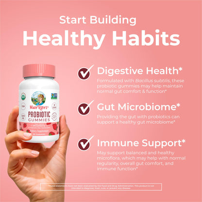 MaryRuth Organics USDA Organic Probiotic Gummies |Probiotics forWomen & Men Digestive Health & Gut Comfort Supplement 5 Billion CFU | Immune & Digestive Support | Vegan | Non-GMO | 60 Count MARYRUTH'SUS supplements