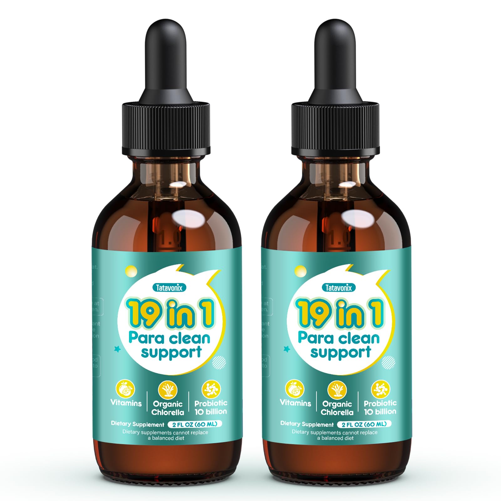 Tatavonix 19 in 1 Herbal Gut Cleanse Drops – Wormwood, Black Walnut, Chlorella 250mg, 10B Probiotics, Clove & Oregano – Liquid Detox Support for Adults & Kids, Alcohol-Free, 4oz TatavonixAu supplements