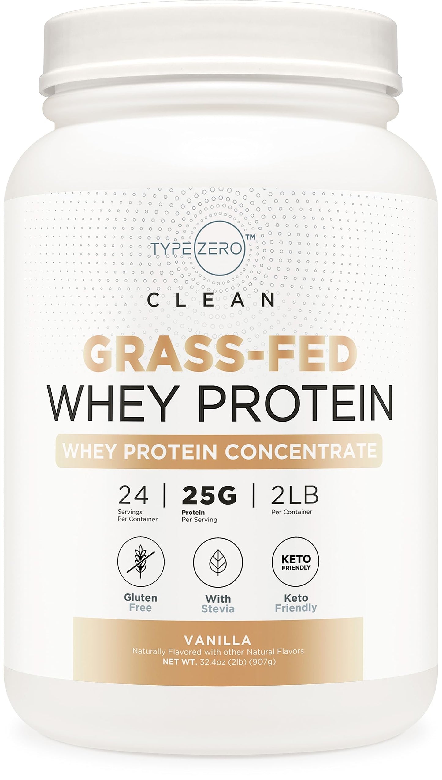 Type Zero Grass Fed Whey Protein Concentrate Powder (Vanilla, 2LBS) - Gluten Free Type ZeroUS supplements