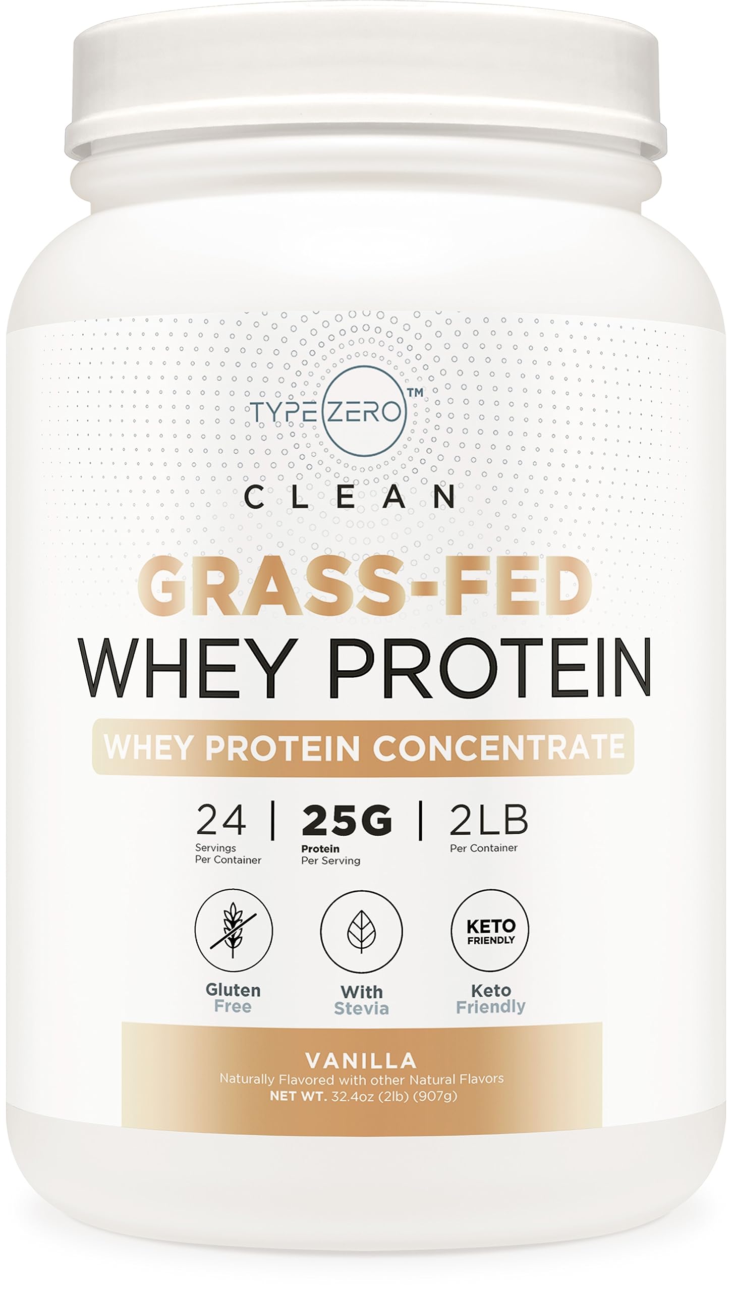 Type Zero Grass Fed Whey Protein Concentrate Powder (Vanilla, 2LBS) - Gluten Free Type ZeroUS supplements