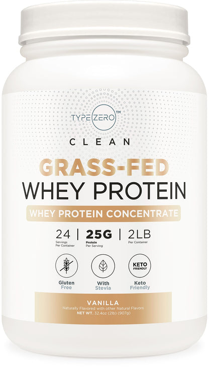 Type Zero Grass Fed Whey Protein Concentrate Powder (Vanilla, 2LBS) - Gluten Free Type ZeroUS supplements