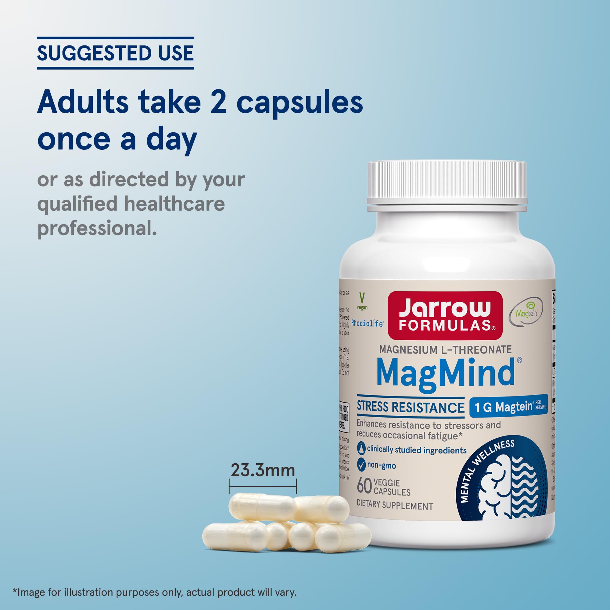 Jarrow Formulas Magnesium L-Threonate, MagMind Stress Resistance with L-Theanine and Rhodiolife, High Absorption Magnesium, Stress Relief and Mood Support, 60 Veggie Capsules, Up to a 30 Day Supply Jarrow FormulasAu supplements