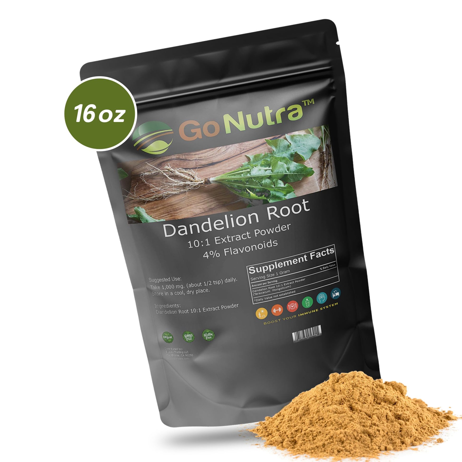 Go Nutra - Dandelion Root Powder, Potent 10:1 Dandelion Root Extract with 4% Flavonoids Go NutraUS supplements