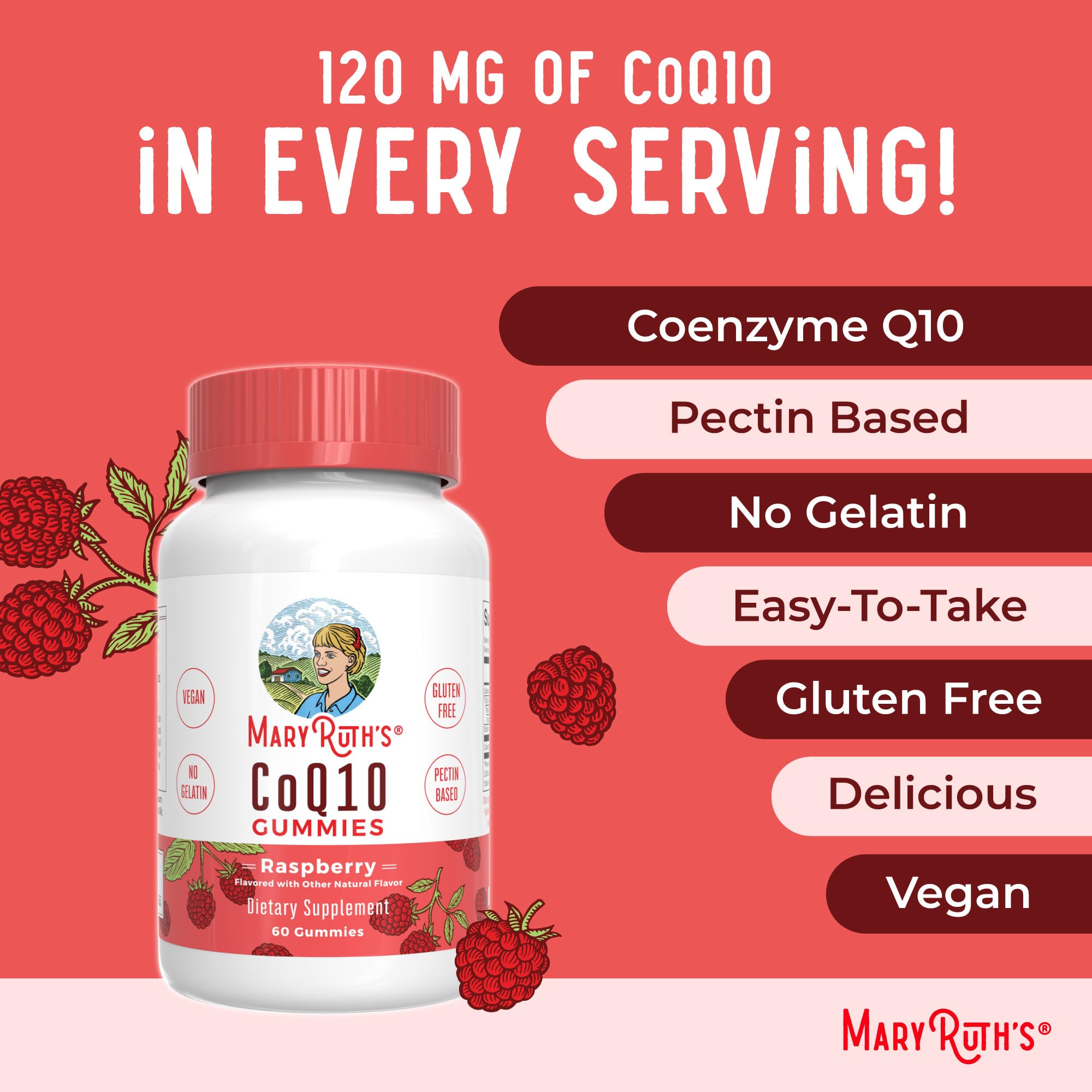 MaryRuth Organics CoQ10 Gummies | Coenzyme Q10 | Gummy Supplements for Heart Health & Cellular Health | Antioxidant | CoQ10 120 mg | Vegan | Non-GMO | Gluten Free | 60 Count | 1 Month Supply MARYRUTH'SUS supplements
