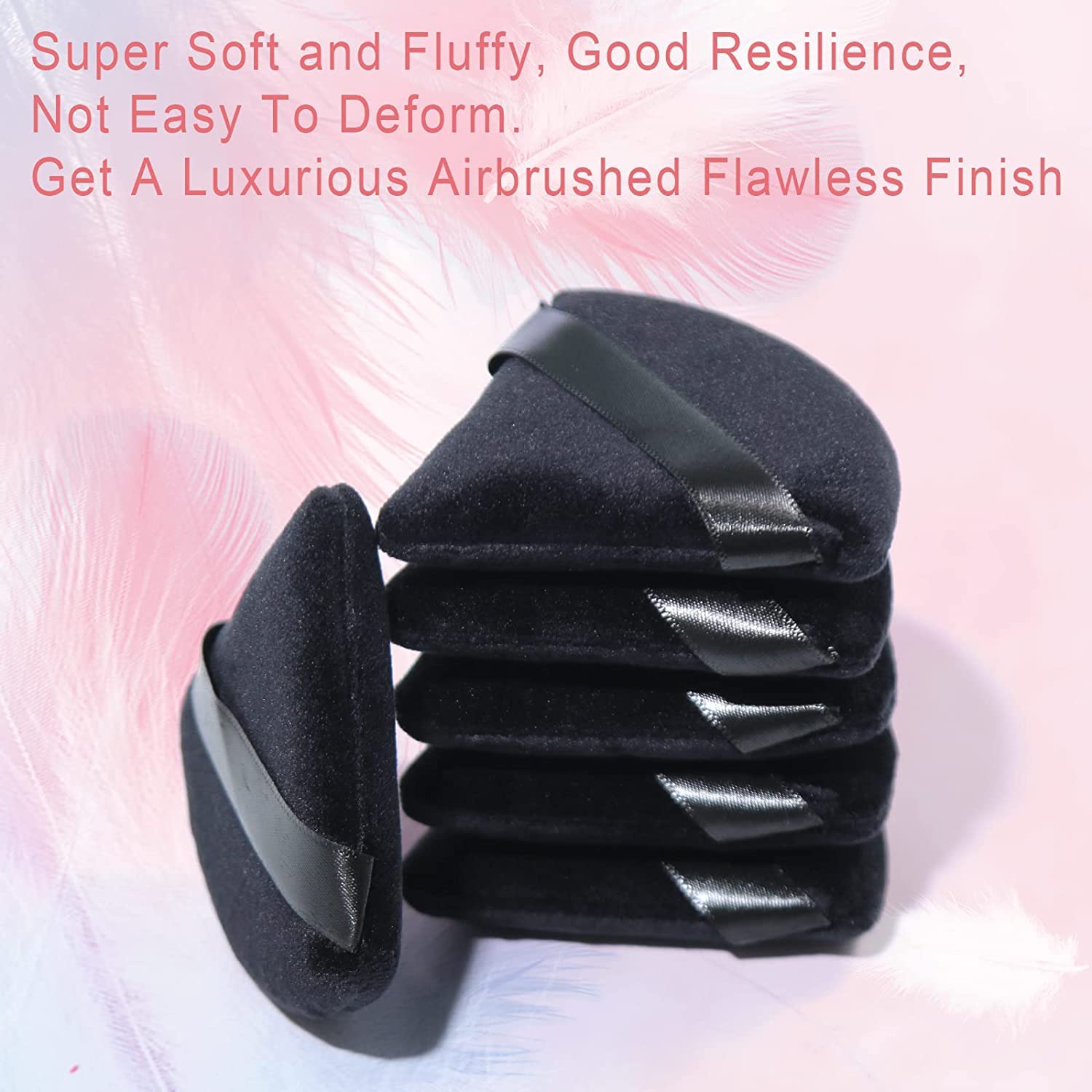 2 Pcs EVAOUXIU Triangle Powder Puff for Face Powder, Soft Plush Setting Makeup Puff, Velour Cosmetic Foundation Blender Sponge Beauty Makeup Tools (Black) EVAOUXIUAu supplements