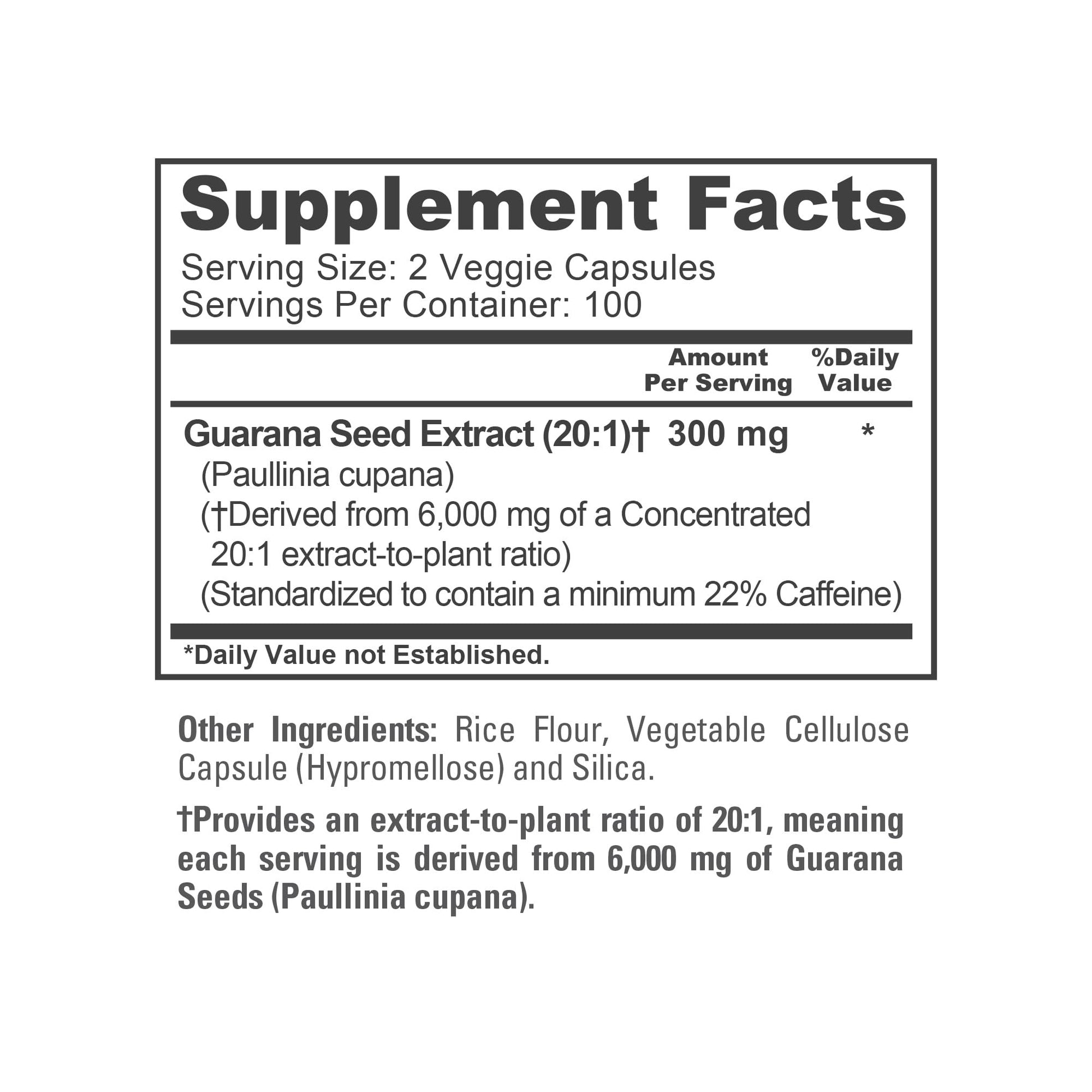 NusaPure Guarana Extract 20:1 Extract, 300 mg Equivalent to 6,000 mg per Veggie Caps 200 Count (Non-GMO, Vegan) NusaPureAu supplements