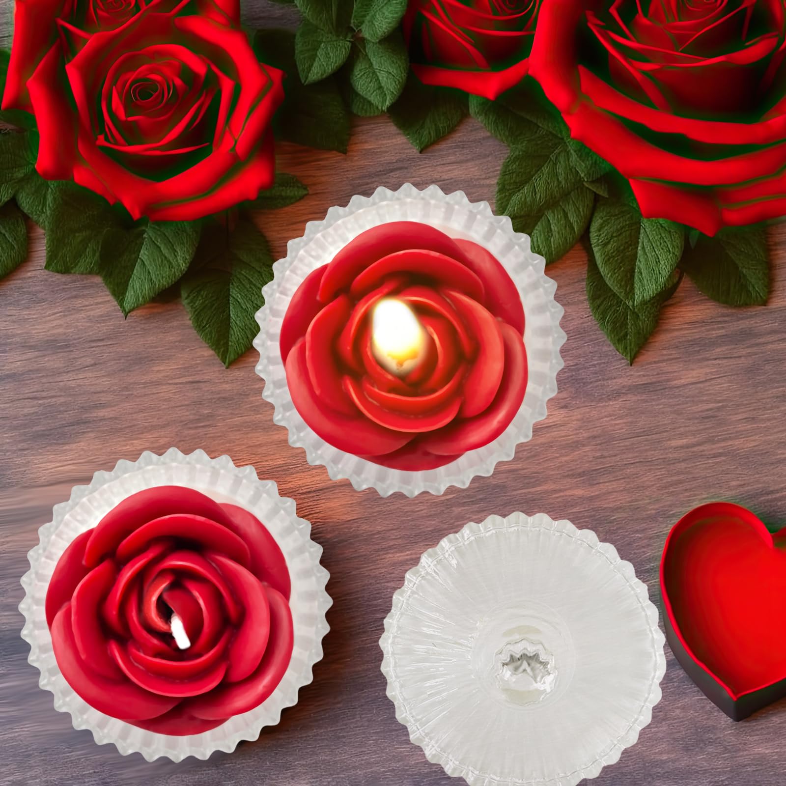 Red Rose Candle in Rippled Glass Jar for Valentine's Day Gifts, English Pear& Freesia Scented Candles PeytangerAu supplements