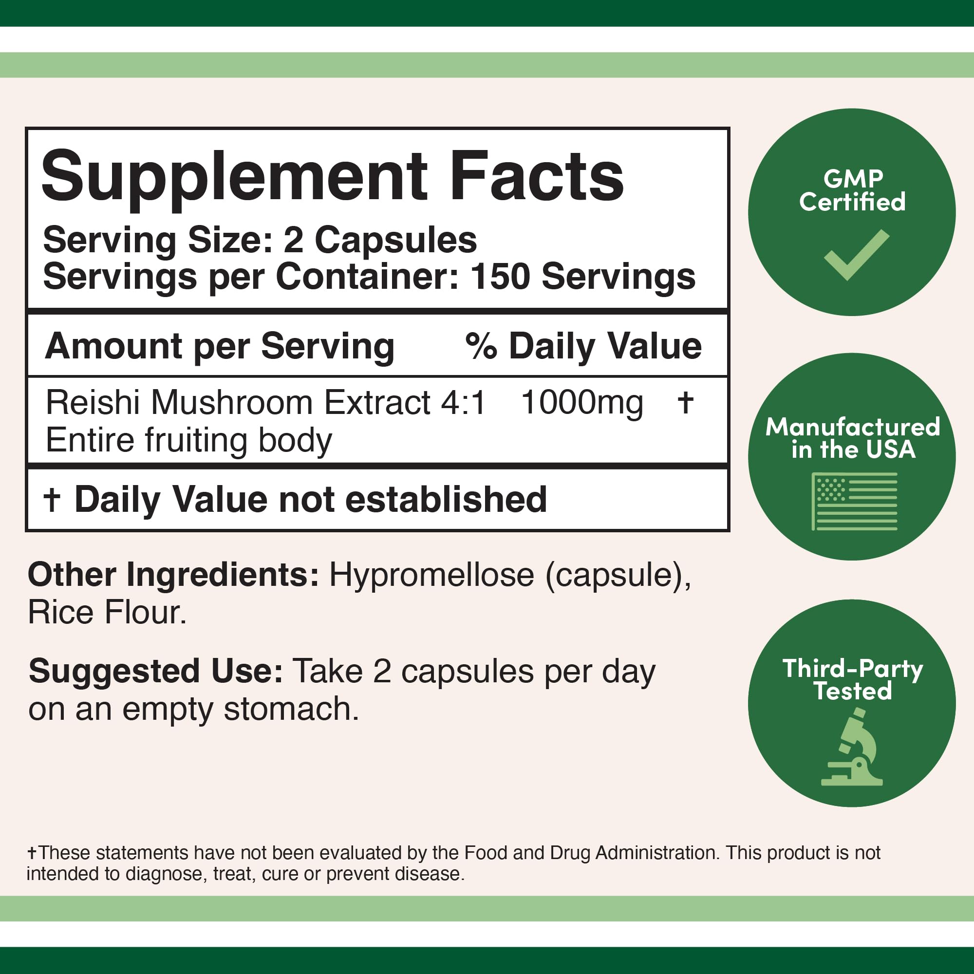 Reishi Mushroom Capsules (4:1 Ganoderma Extract, 1,000mg Red Reishi Powder Servings) Double Wood SupplementsAu supplements