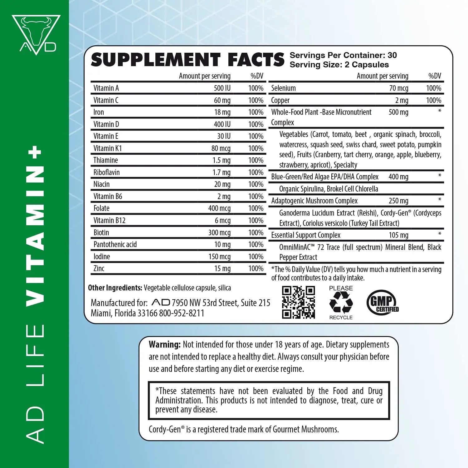 Project AD Vitamin+ Multimineral Multivitamin Supplement Complete Antioxidant, Energy & Immune Support. (60 Servings) PROJECT AD LLCAu supplements
