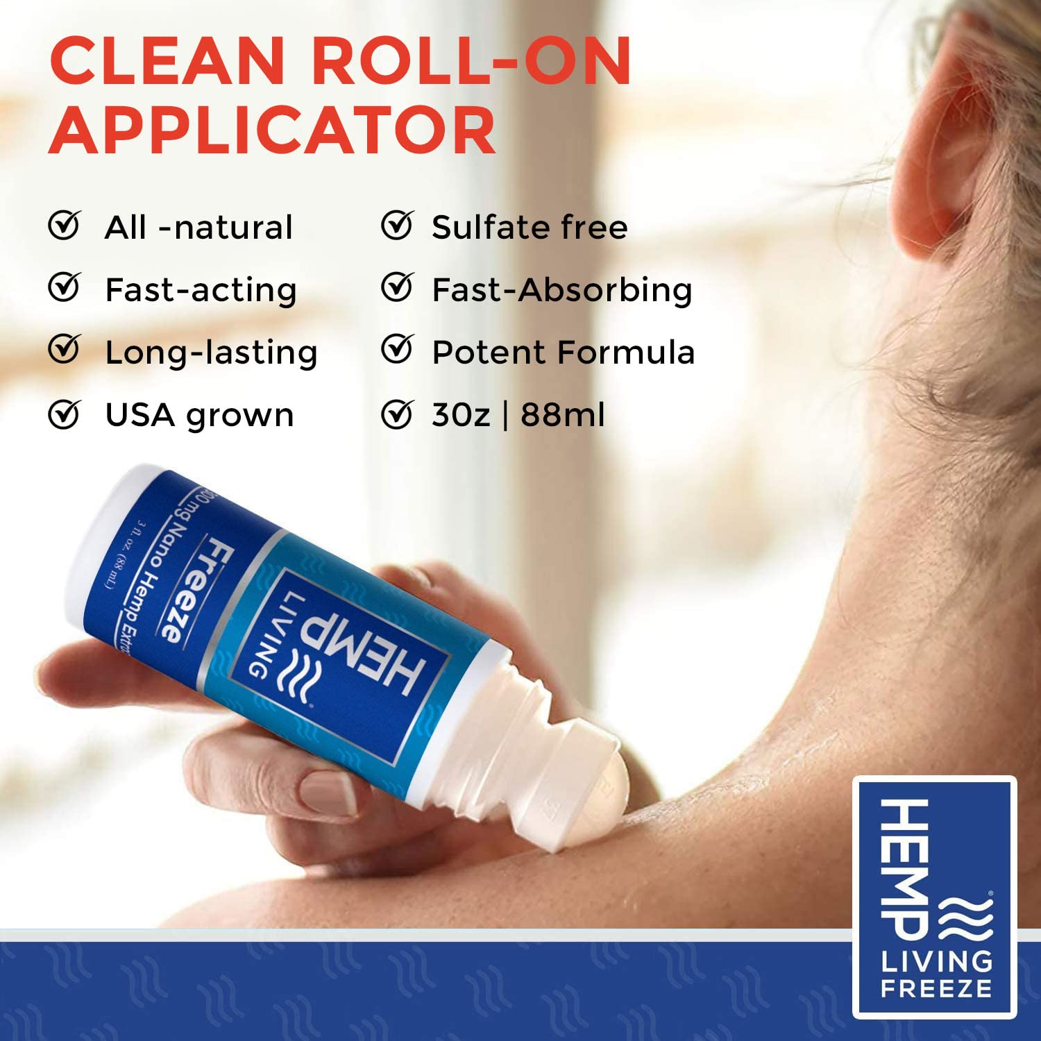 HEMP LIVING Freeze Nano Hemp Extract Roll On, Cold Therapy, Roll On for Muscles and Joint Strain, 3 oz Roll on Bottle (750 mg) HEMP LIVINGAu supplements