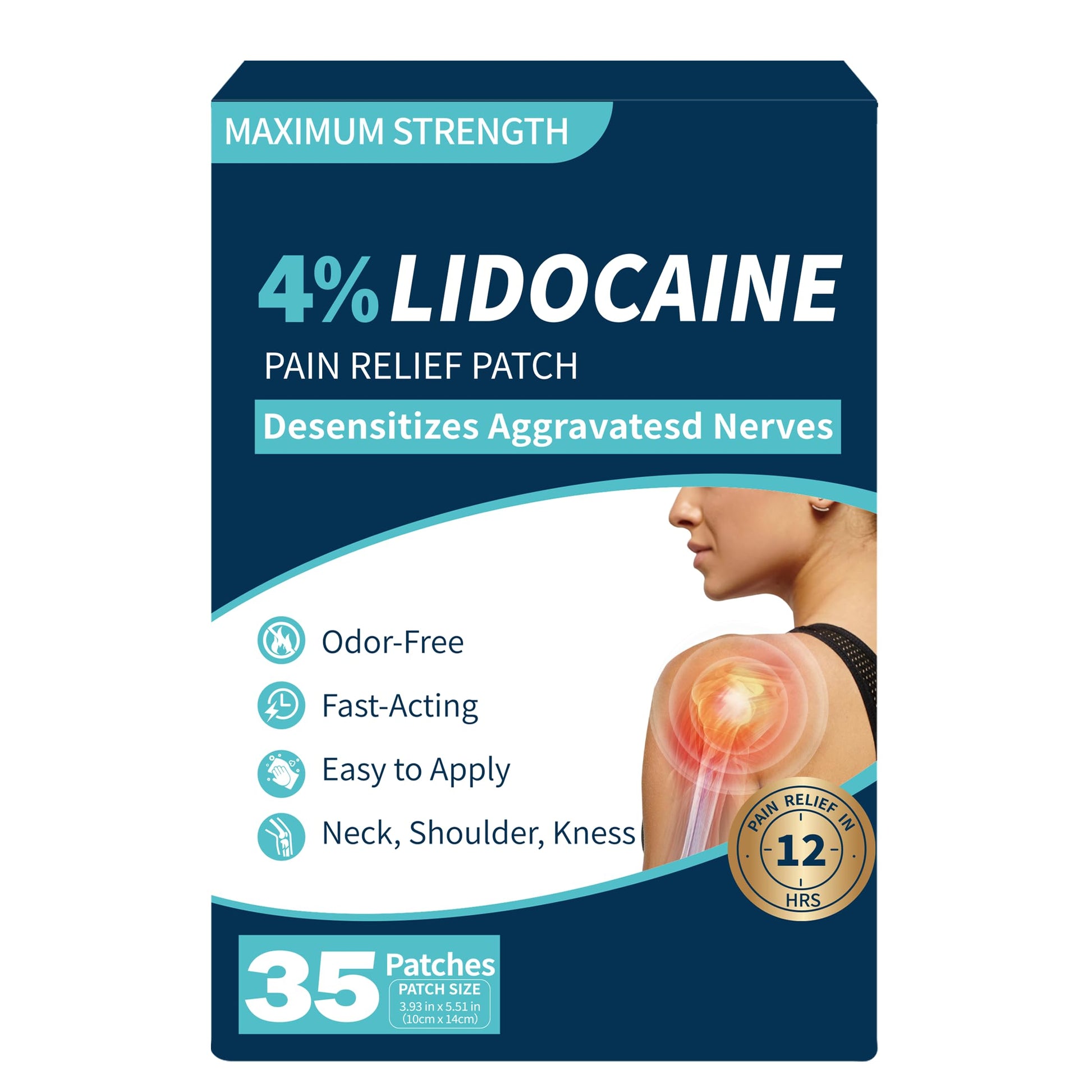 SZLGANG 4% Lidocaine Pain Relief Patches - (Large, 35, Count) Maximum Strength Relief for Back, Neck, Shoulder, Joint & Muscle Pain, 3.9”x 5.5”-03277 SZLGANGAu supplements