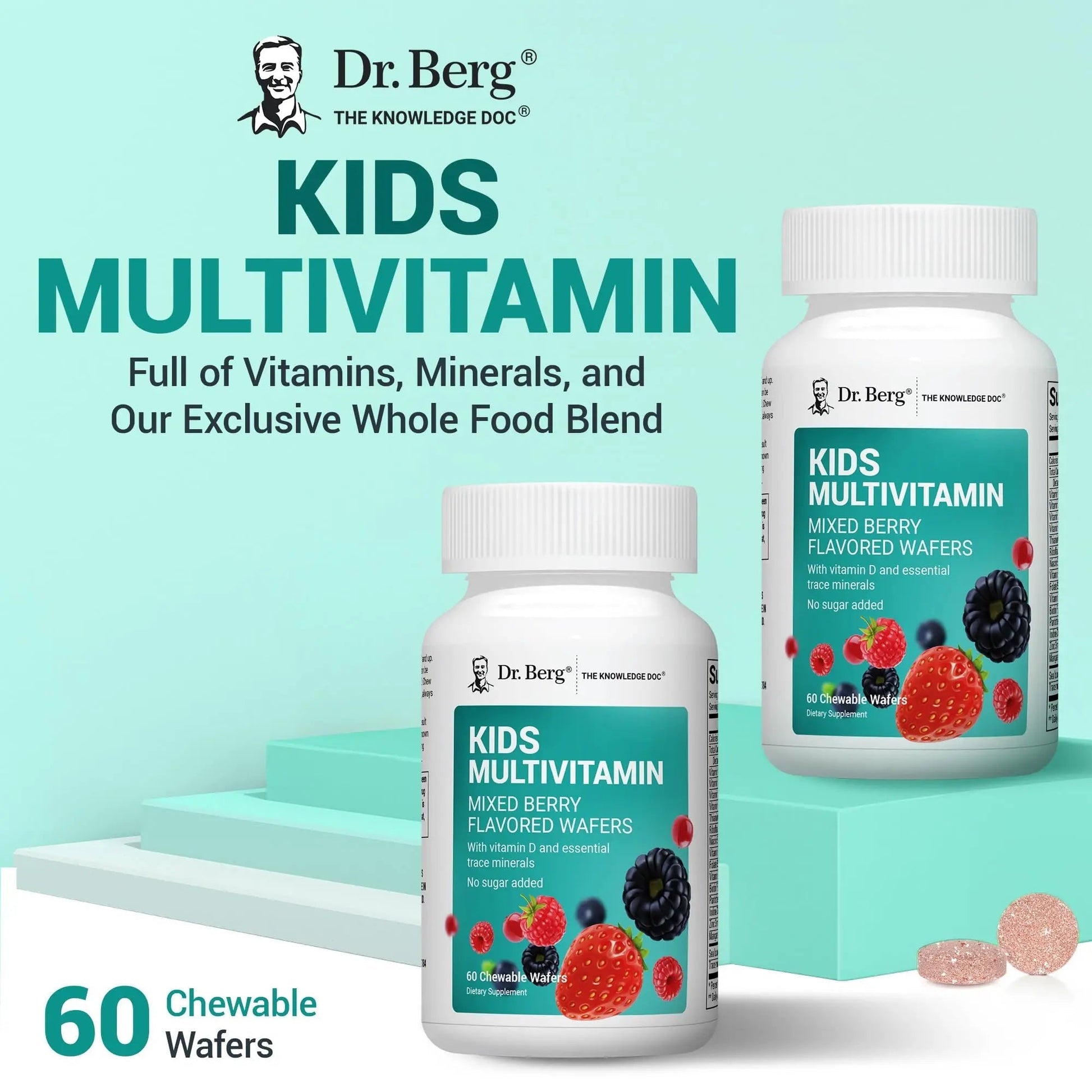 Dr. Berg Kids Chewable Multivitamins (NOT Sweetened w/Sugar) - Daily Multivitamin for Kids That Includes 20 Nutrients & Trace Mineral Complex Dr. Berg NutritionalsAu supplements