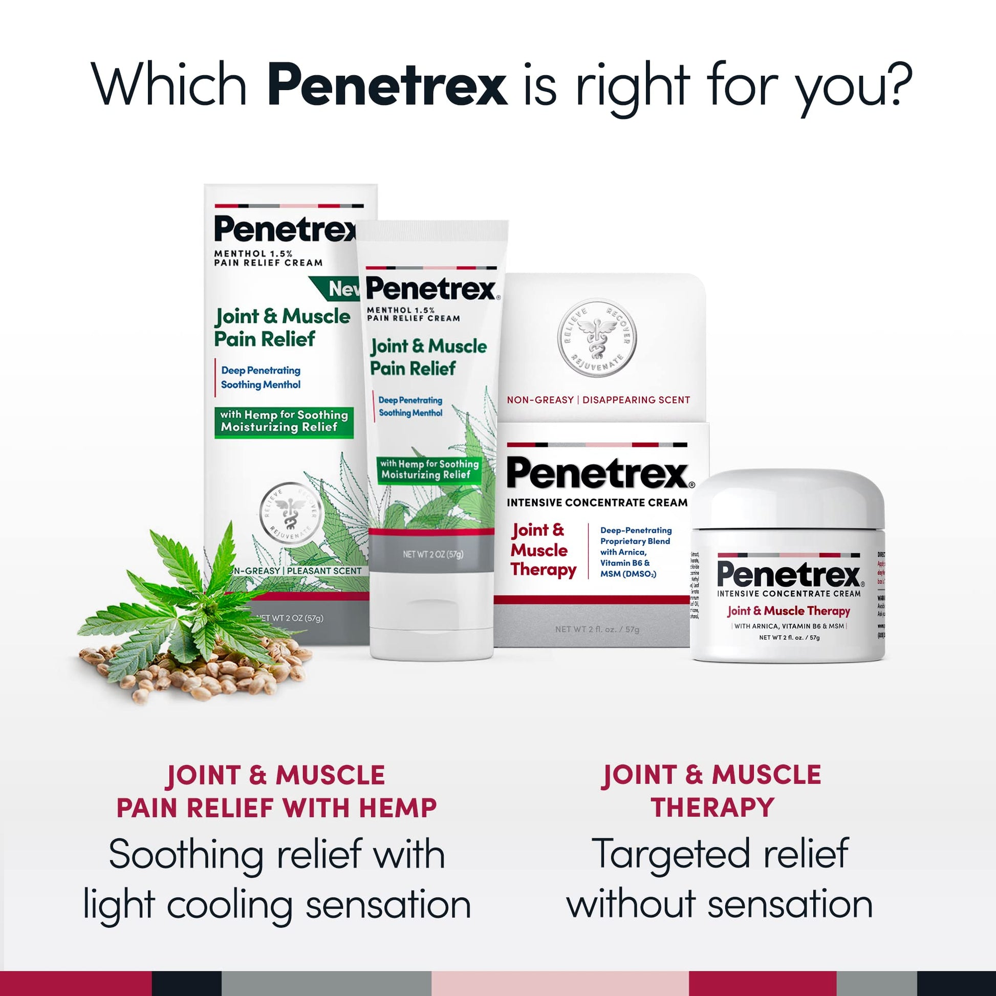 Penetrex Soothing Joint & Muscle Pain Relief Cream with Hemp - Deep Penetrating Menthol, Arnica and Hemp for Soothing, Hydrating Relief - Non-Greasy, Easy to Apply, Pleasant Scent- 2oz Squeezable Tube PenetrexAu supplements