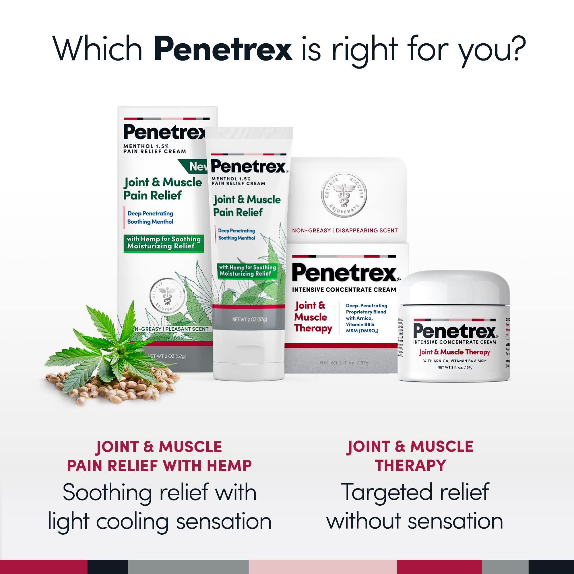 Penetrex Soothing Joint & Muscle Pain Relief Cream with Hemp - Deep Penetrating Menthol, Arnica and Hemp for Soothing, Hydrating Relief - Non-Greasy, Easy to Apply, Pleasant Scent- 2oz Squeezable Tube PenetrexAu supplements