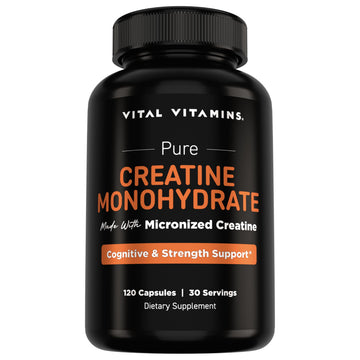 Vital Vitamins Creatine Monohydrate Pills for Women & Men - Micronized Creatine Capsules - Cognitive, Strength, Recovery Support - 3g (3000mg) per Serving - Vegan, Non-GMO, 120 Count Vital VitaminsAu supplements