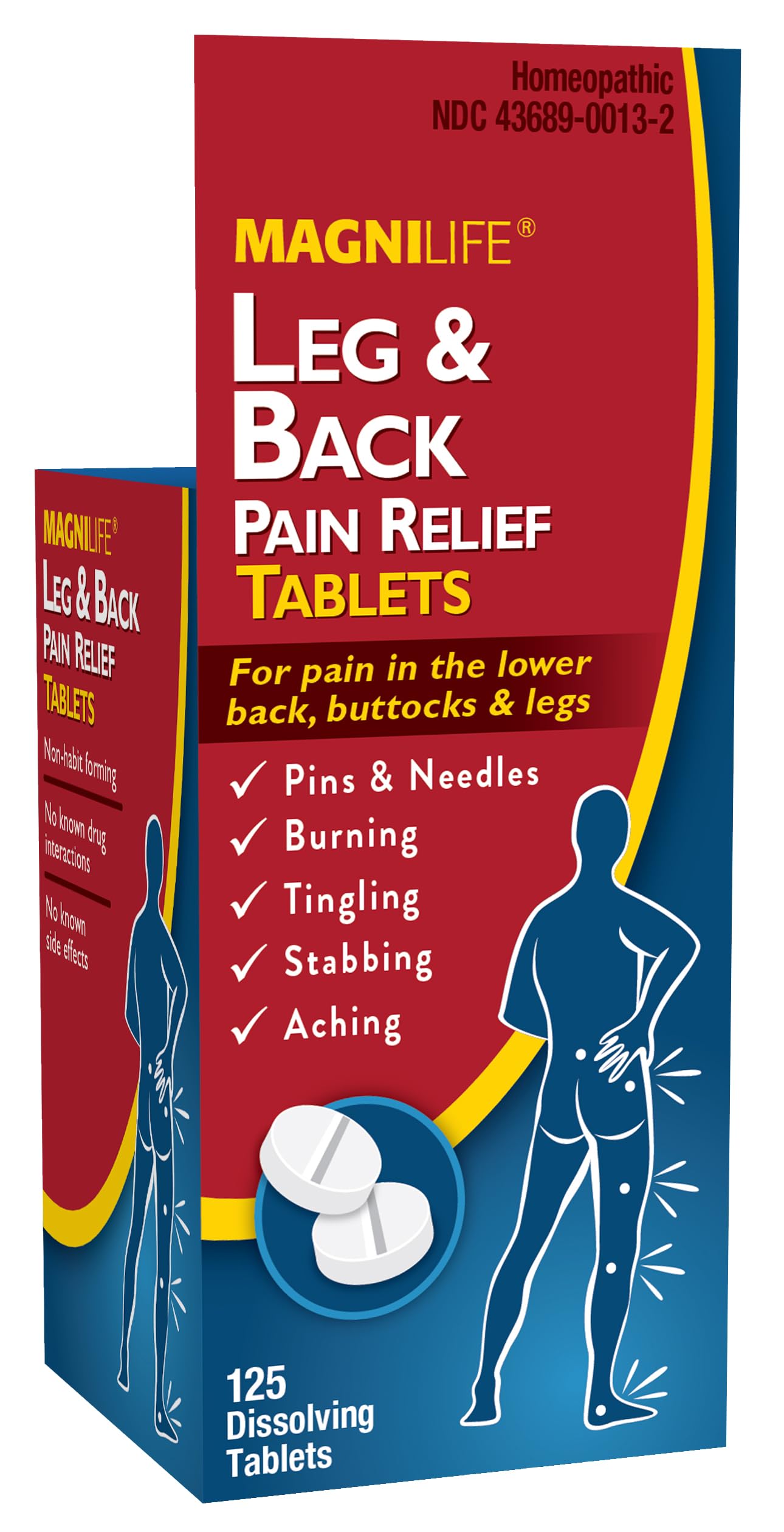 MagniLife Leg & Back Pain Relief Tablets,125 Ct, Fast-Acting Pain Relief Naturally Soothes Burning, Tingling & Stabbing Aches, Symptomatic or Preventative, Non-Habit Forming Quick-Dissolve Tablets MagniLifeAu supplements