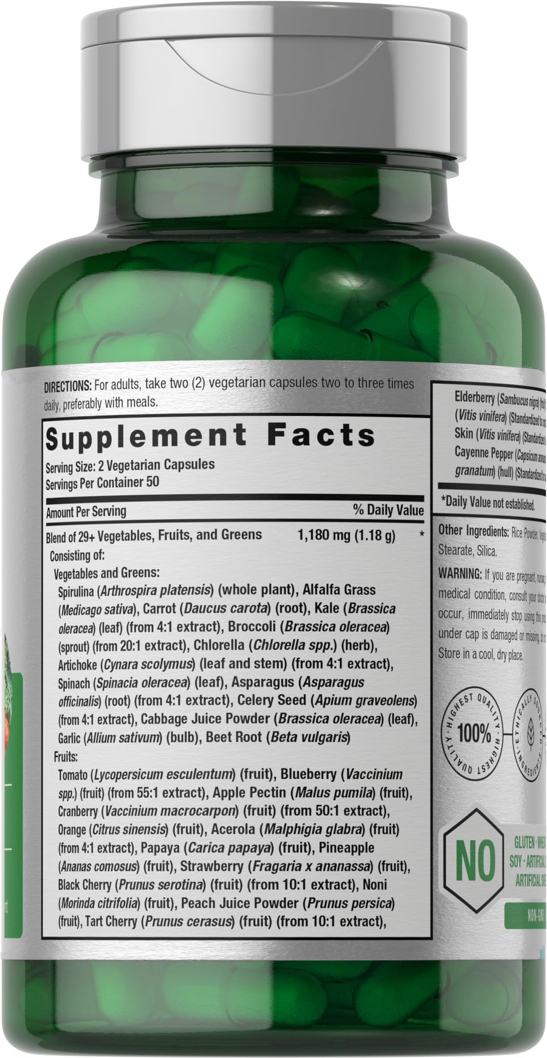 Horbäach Mega Fruits and Veggies Supplement | 100 Capsules | Vegetarian, Non-GMO and Gluten Free HorbäachAu supplements