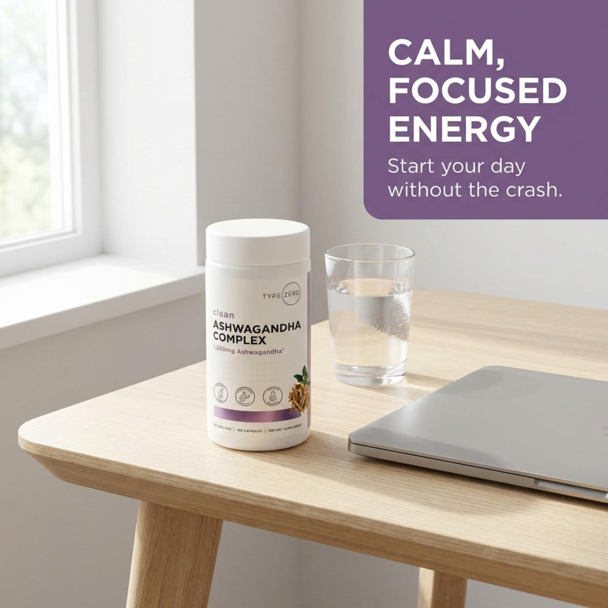 Type Zero KSM-66 Ashwagandha Root Extract 1,200mg, 60 Servings - High Potency 5% Withanolides - with Turmeric, Rhodiola Rosea and BioPerine Black Pepper Extract - 180 Veggie Caps Type ZeroUS supplements