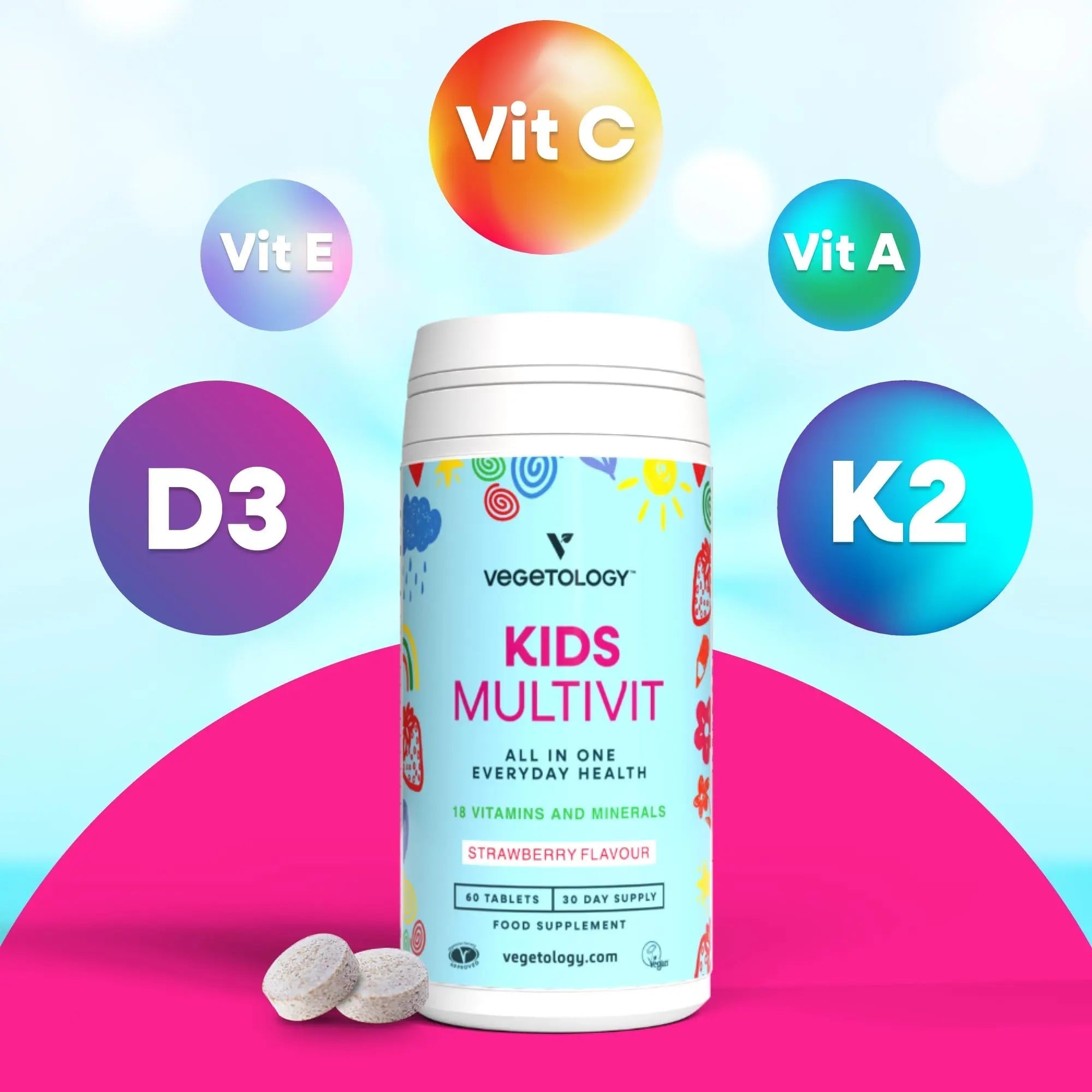 VEGETOLOGY Kids MultiVitamin Supplement, Vegan Chewable Multivitamin for Immune Support, Energy, & Growth, 18 Essential Vitamins & Minerals VEGETOLOGYAu supplements