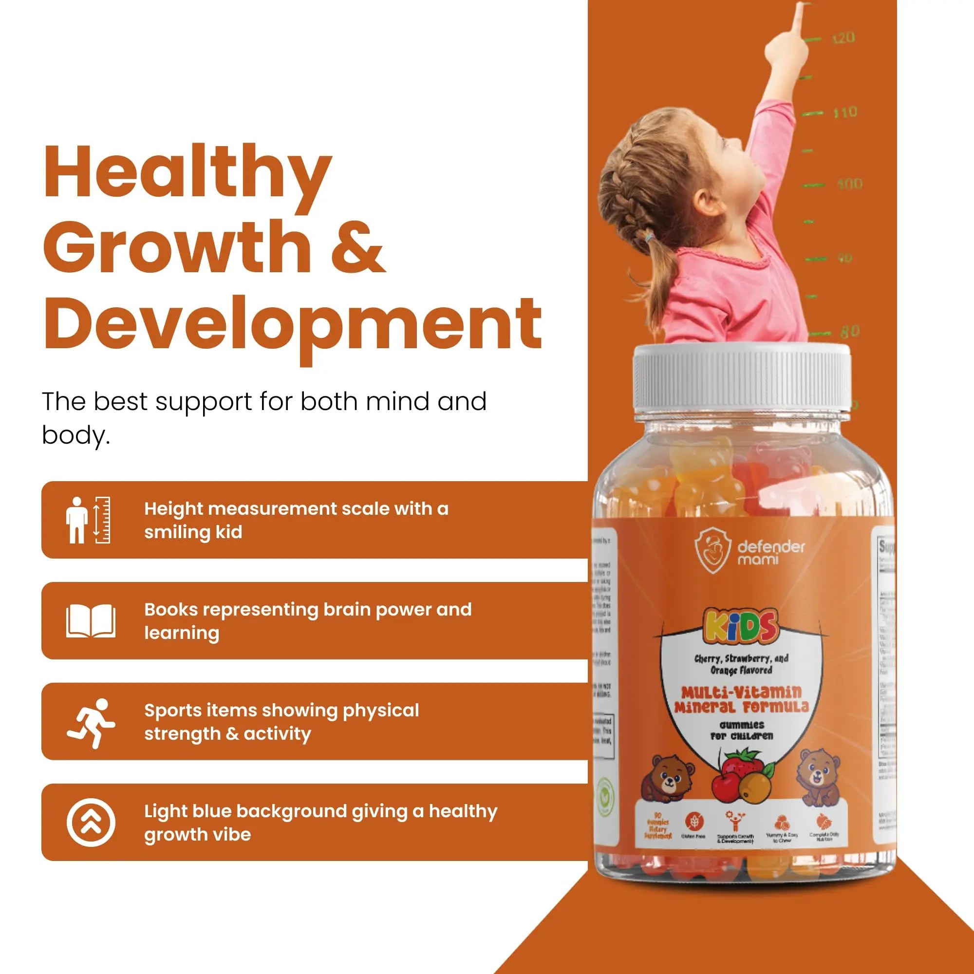 Defender Mami Kids Vitamin Gummies – Multivitamin & Mineral Formula, Non‑GMO · Gluten‑Free, 90 Count Chewables for Daily Immune Defender MamiAu supplements