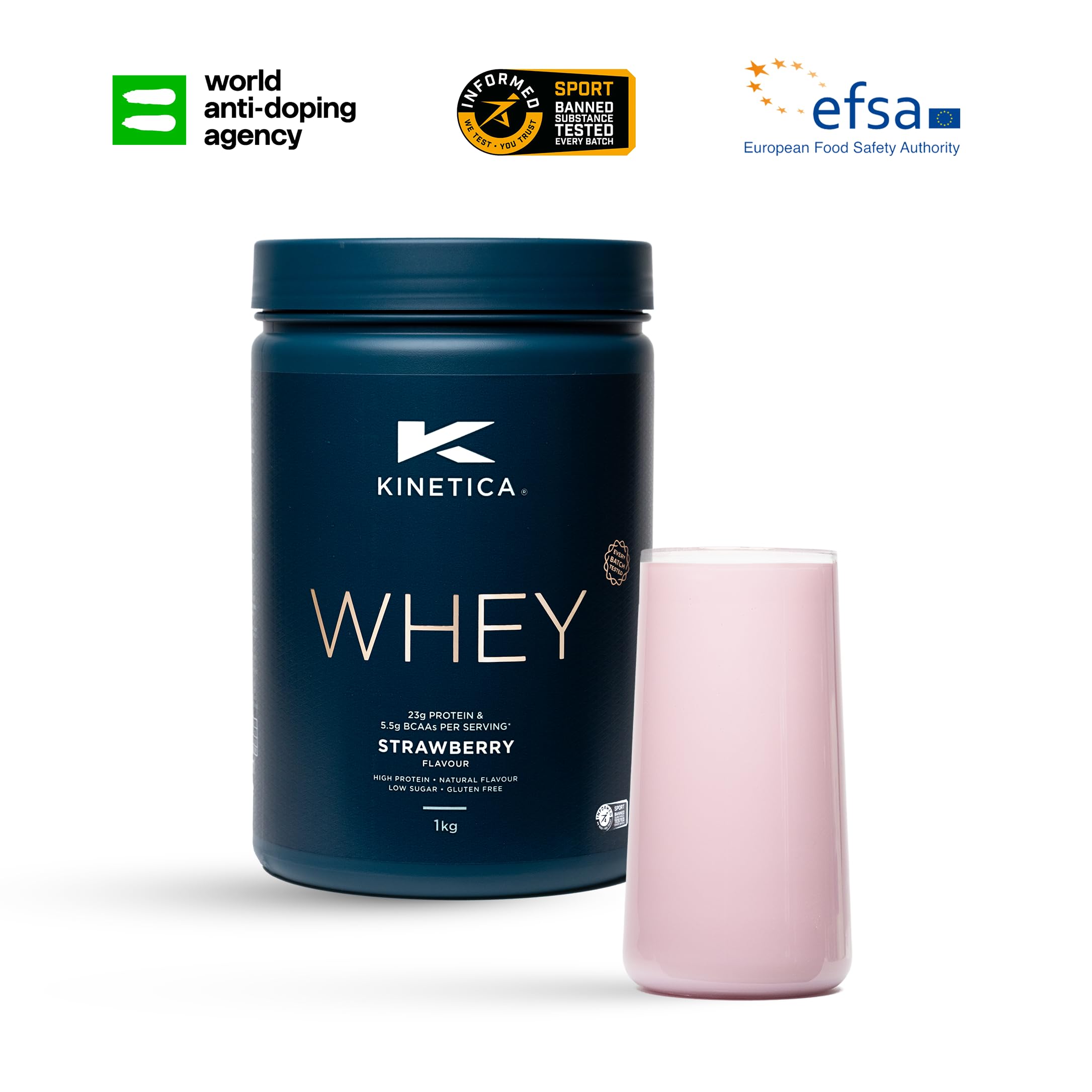 Kinetica Premium Whey Protein Powder | Grass Fed | Strawberry | 1kg | 33 Servings KineticaAu supplements