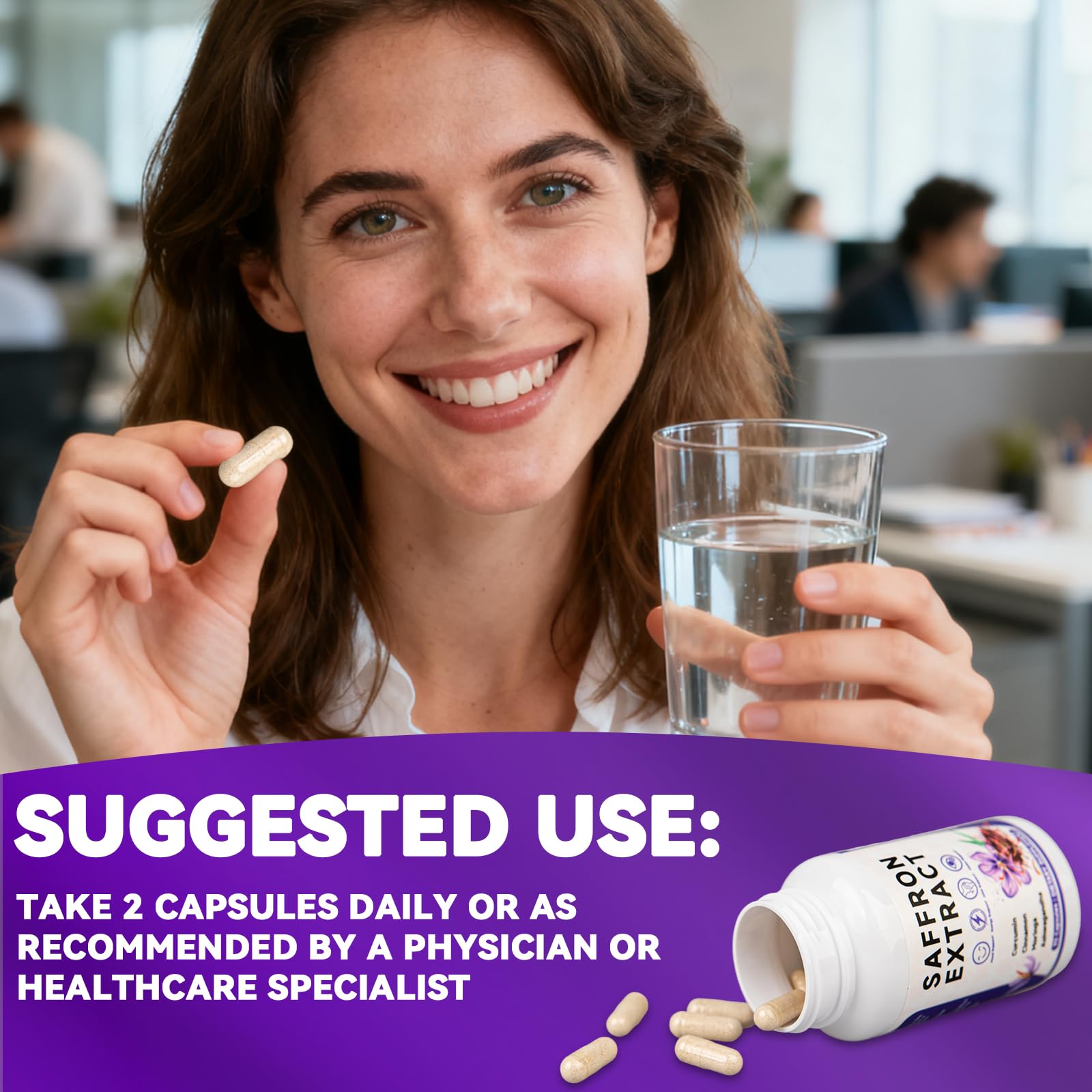 Happy Saffron Supplements, 100mg Saffron Extract, Saffron Blend with Turmeric & Ashwagandha, Supports Mood, Focus, and Energy Boost, 90 Capsules MossllyAu supplements
