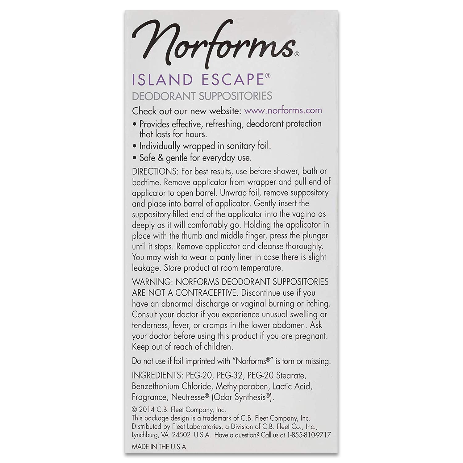 Norforms Feminine Deodorant Suppositories, Long Lasting Odor Control, Island Escape Scent, 12 Count NorformsAu supplements