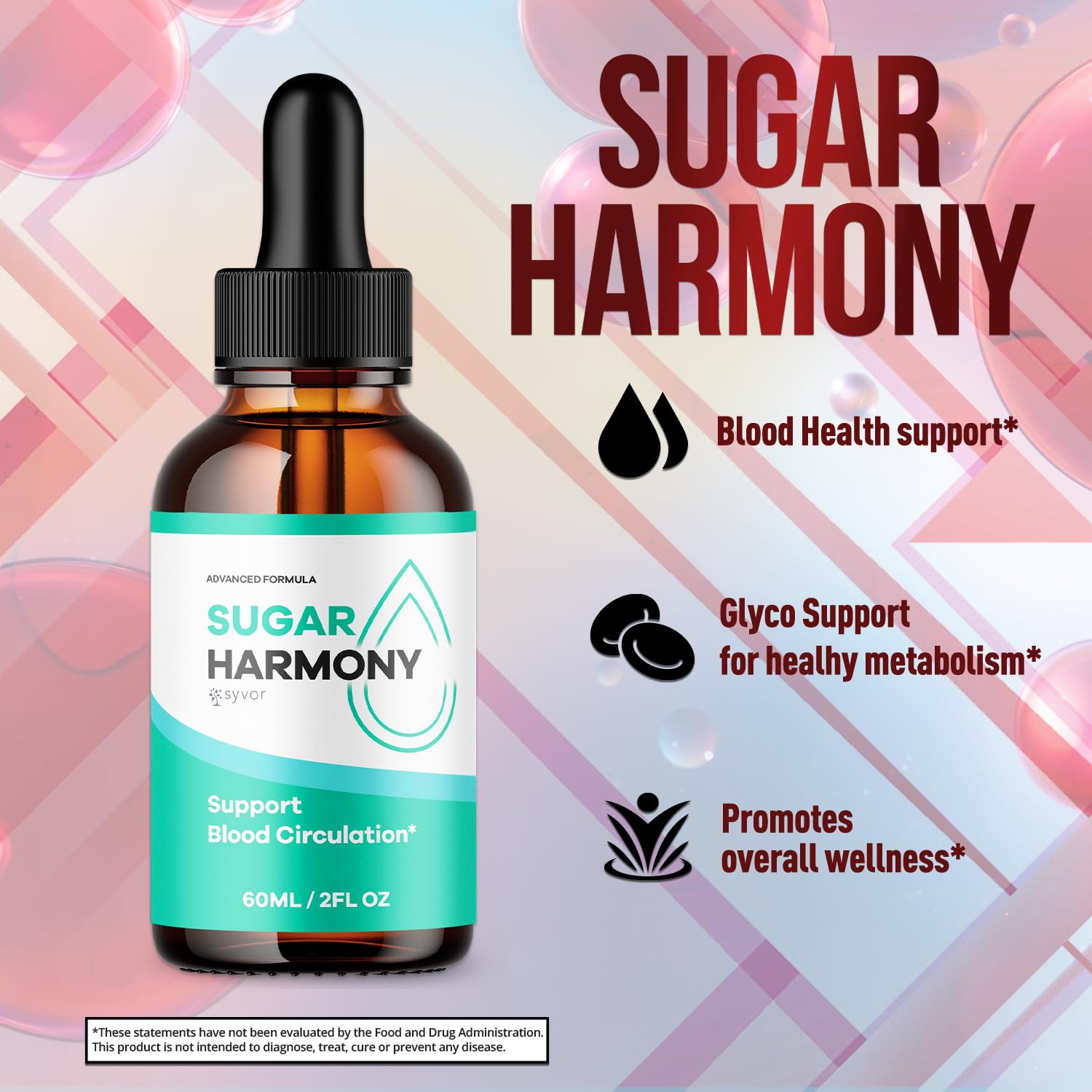 (3 Pack) Sugar Harmony Drops, Official SugarHarmony Liquid Drops with All Natural Ingredients, Advanced Formula Support Supplement with Maximum Strength Premium Vitamins for Women & Men (90 Servings) SyvorAu supplements
