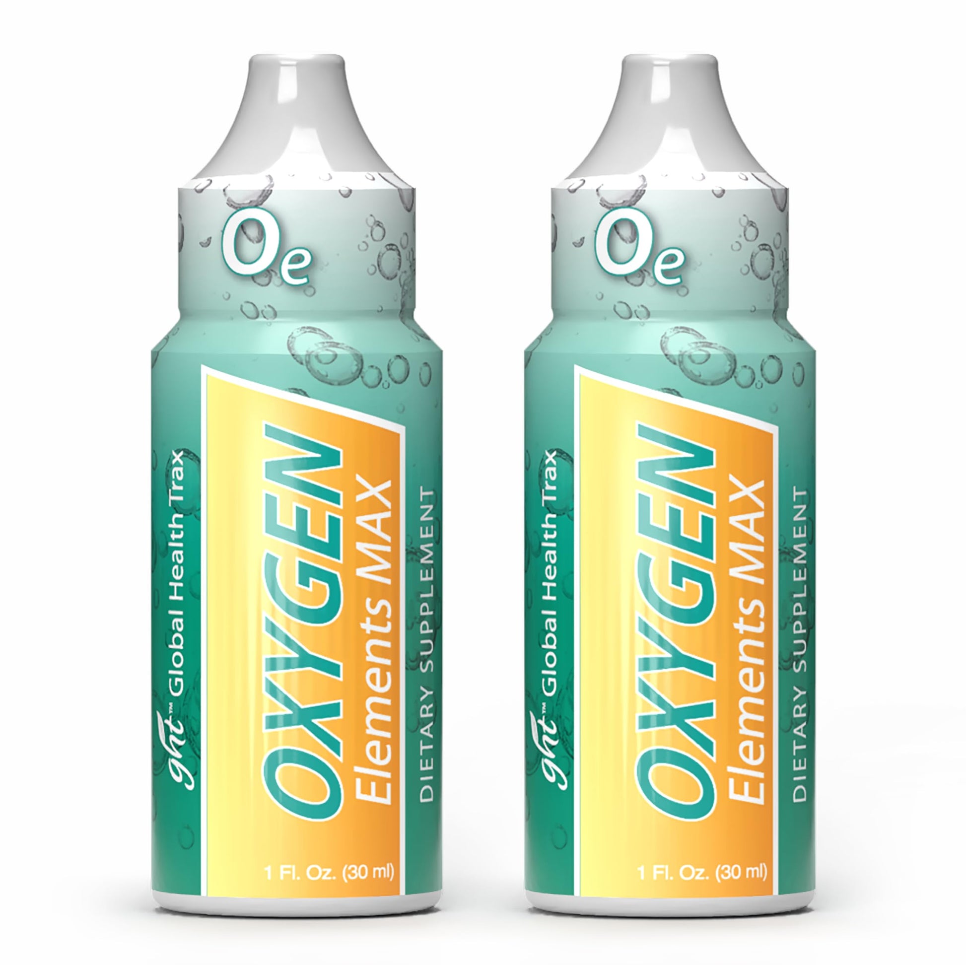 GHT Oxygen Elements Max Liquid Oxygen Drops in 1 Ounce Bottle, Portable Supplement - Bolster Endurance and Stamina, Cleanse Cells (2 Pack) ght Global Health TraxAu supplements