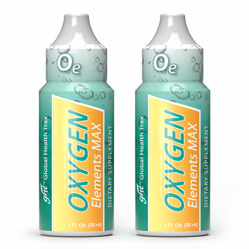 GHT Oxygen Elements Max Liquid Oxygen Drops in 1 Ounce Bottle, Portable Supplement - Bolster Endurance and Stamina, Cleanse Cells (2 Pack) ght Global Health TraxAu supplements