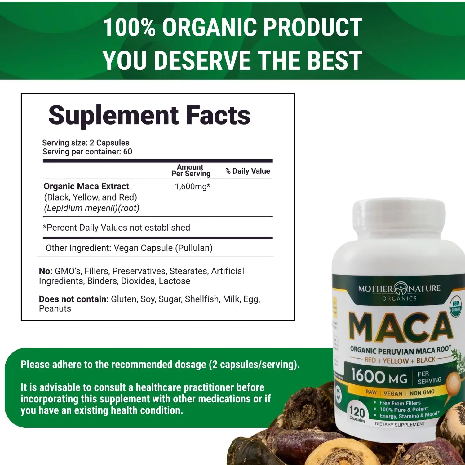 Powerful Maca Blend for Men – Black, Red & Yellow Maca Capsules | Supports Energy, Stamina & Endurance | Promotes Hormonal Balance & Vitality Mother Nature Organics Superfoods for Organic Livingnz supplements