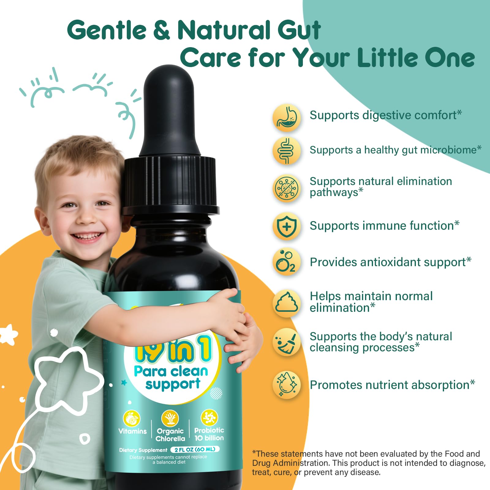 Tatavonix 19 in 1 Herbal Gut Cleanse Drops – Wormwood, Black Walnut, Chlorella 250mg, 10B Probiotics, Clove & Oregano – Liquid Detox Support for Adults & Kids, Alcohol-Free, 4oz TatavonixAu supplements