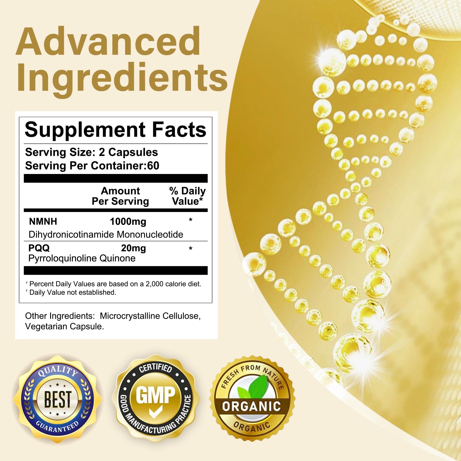 120 Capsules-NMNH (Dihydronicotinamide Mononucleotide), NAD Supplement to Boost NAD+ Levels as We Age (May Be More Effective Than Nicotinamide Riboside), NMNH Supplement for Anti-Aging VVQAu supplements