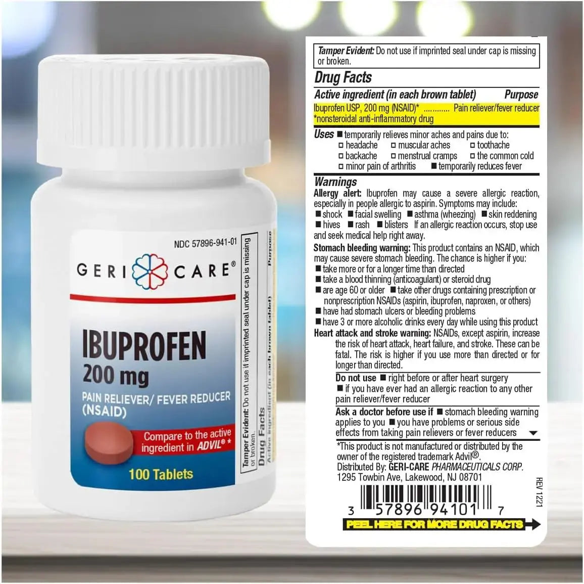 Geri Care IBUPROFEN Pain Relief Tablets (100 Count) GeriCareAu supplements