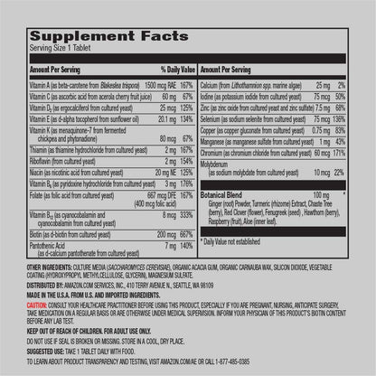 Amazon Elements Men's and Women's One Daily Multivitamins, Vegan, 65 Tablets, 2 month supply Amazon ElementsUS supplements