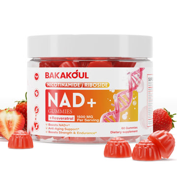 BAKAKOUL NAD Gummies, NAD Supplement - Liposomal Nicotinamide Riboside, Resveratrol, Quercetin, NAD Nicotinamide Riboside Resveratrol 900mg, NAD+ Supplement for Men and Women, 60 Gummies 1 Pack BAKAKOULAu supplements