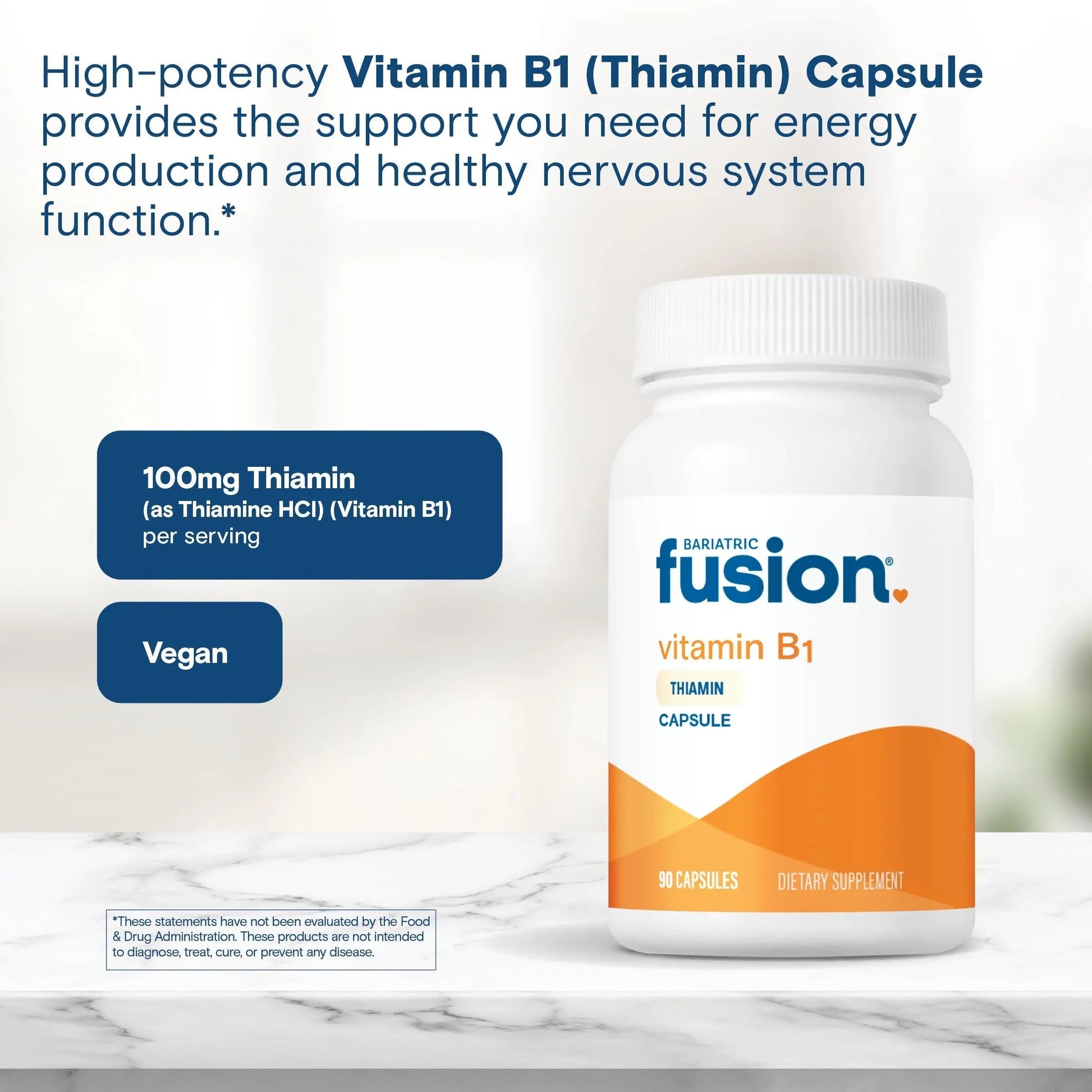 Bariatric Fusion Vitamin B1(Thiamine) for Bariatric Surgery Patients Including Gastric Bypass & Sleeve Gastrectomy, Easy to Swallow Capsule, 90 Count Bariatric FusionAu supplements