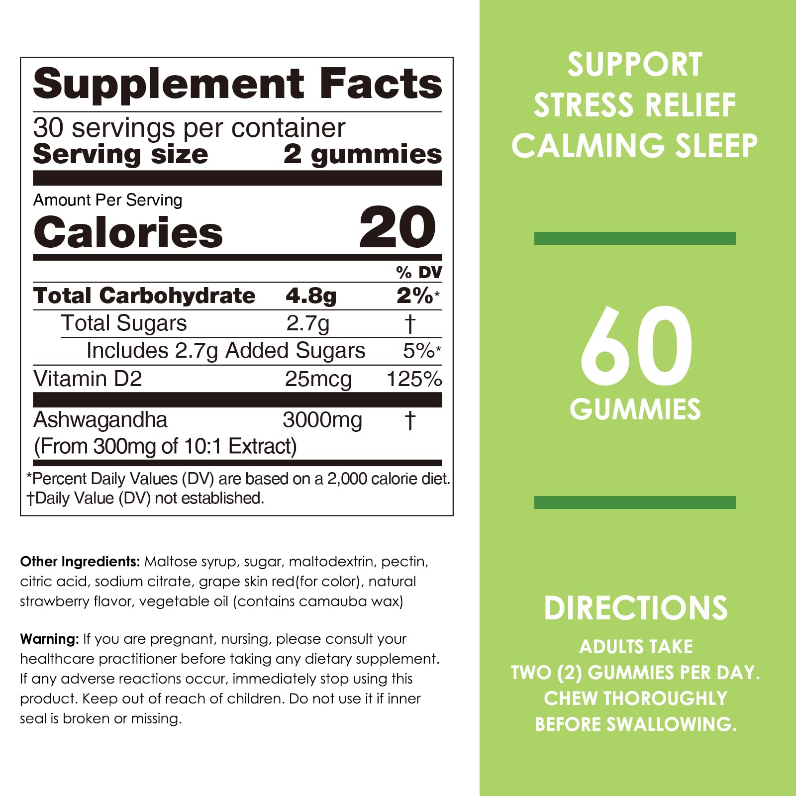 Nature's Key Ashwagandha Gummies, 3000mg High Potency Ashwagandha Root Extract with Vitamin D2, Stress, Calm Mood & Cognition, for Men & Women, Strawberry Flavor (60 Count (Pack of 1) Nature's KeyAu supplements