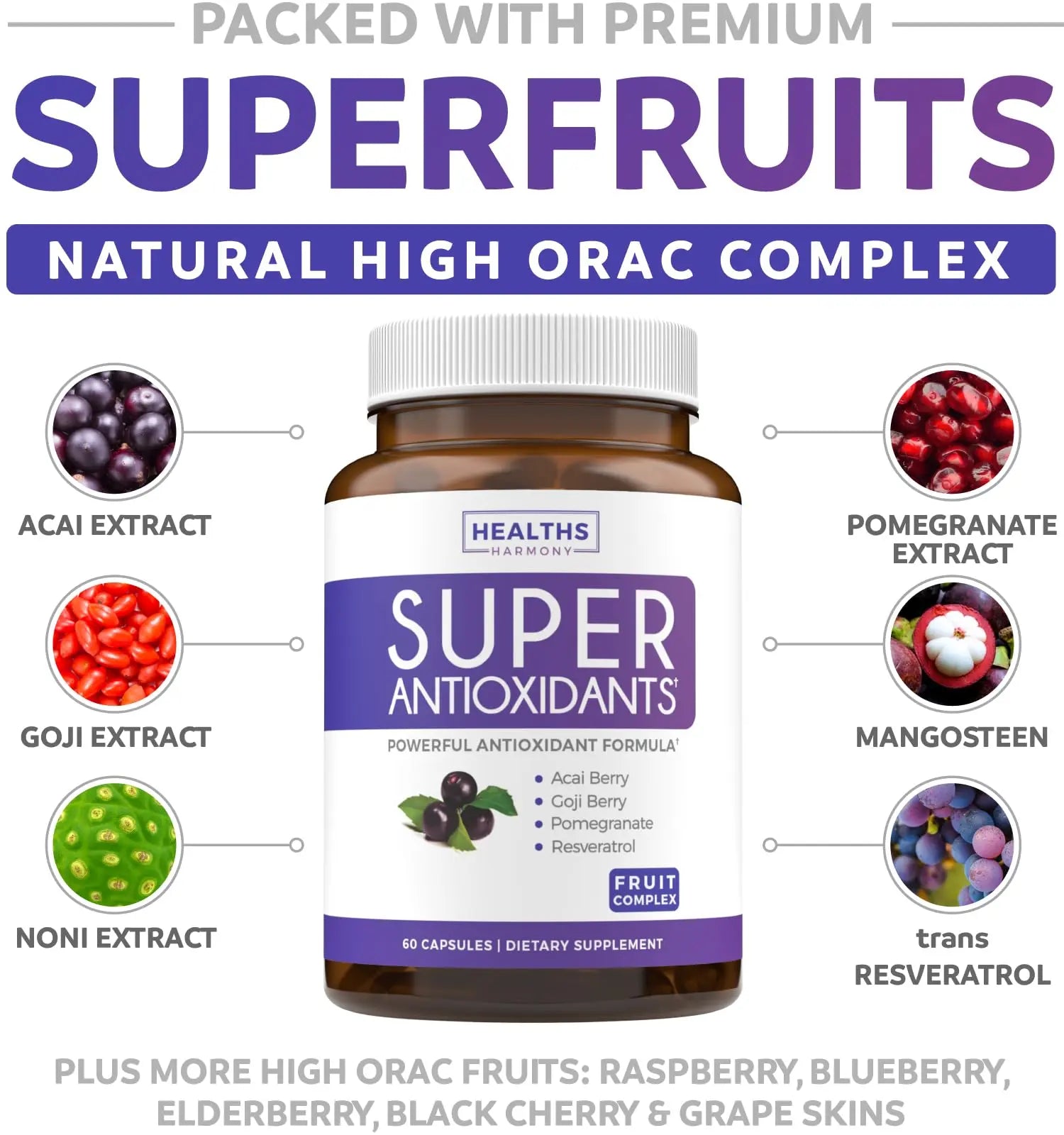 Super Greens & Antioxidants (2-Month Supply) Antioxidant Power Greens Bundle of Organic Super Greens Powder - Complete Superfood (120 Capsules) & Super Antioxidants - Powerful Superfood (120 Capsules) Healths Harmonynz supplements