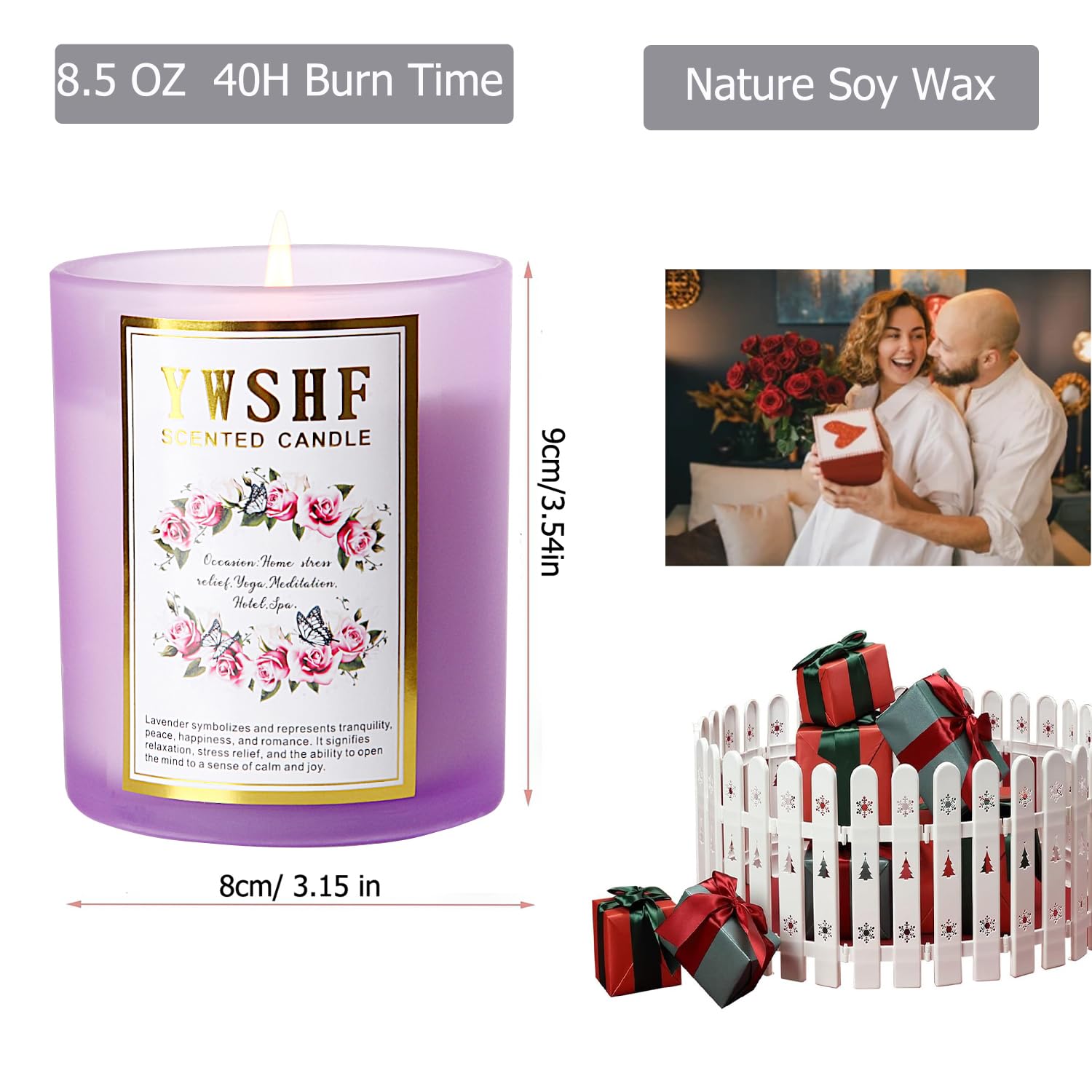 YWSHF Aromatherapy Candles,Scented Candle,Lavender Candle,8.5oz Stree Relief Candles Gift YWSHFAu supplements