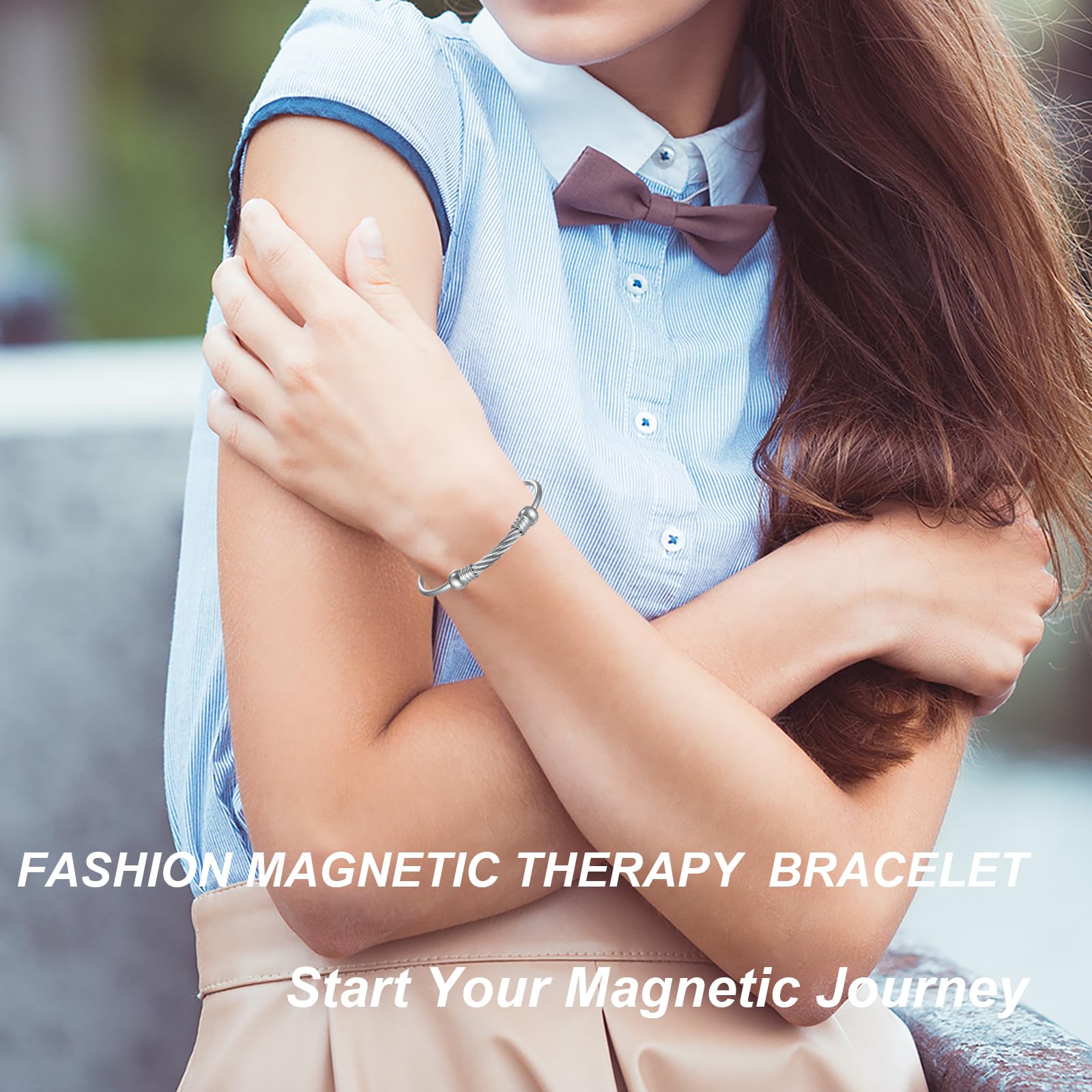 EnerMagiX Magnetic Bracelet for Women for Arthritis and Joint,Twisted Cable Stainless Steel Bangle EnerMagiXAu supplements